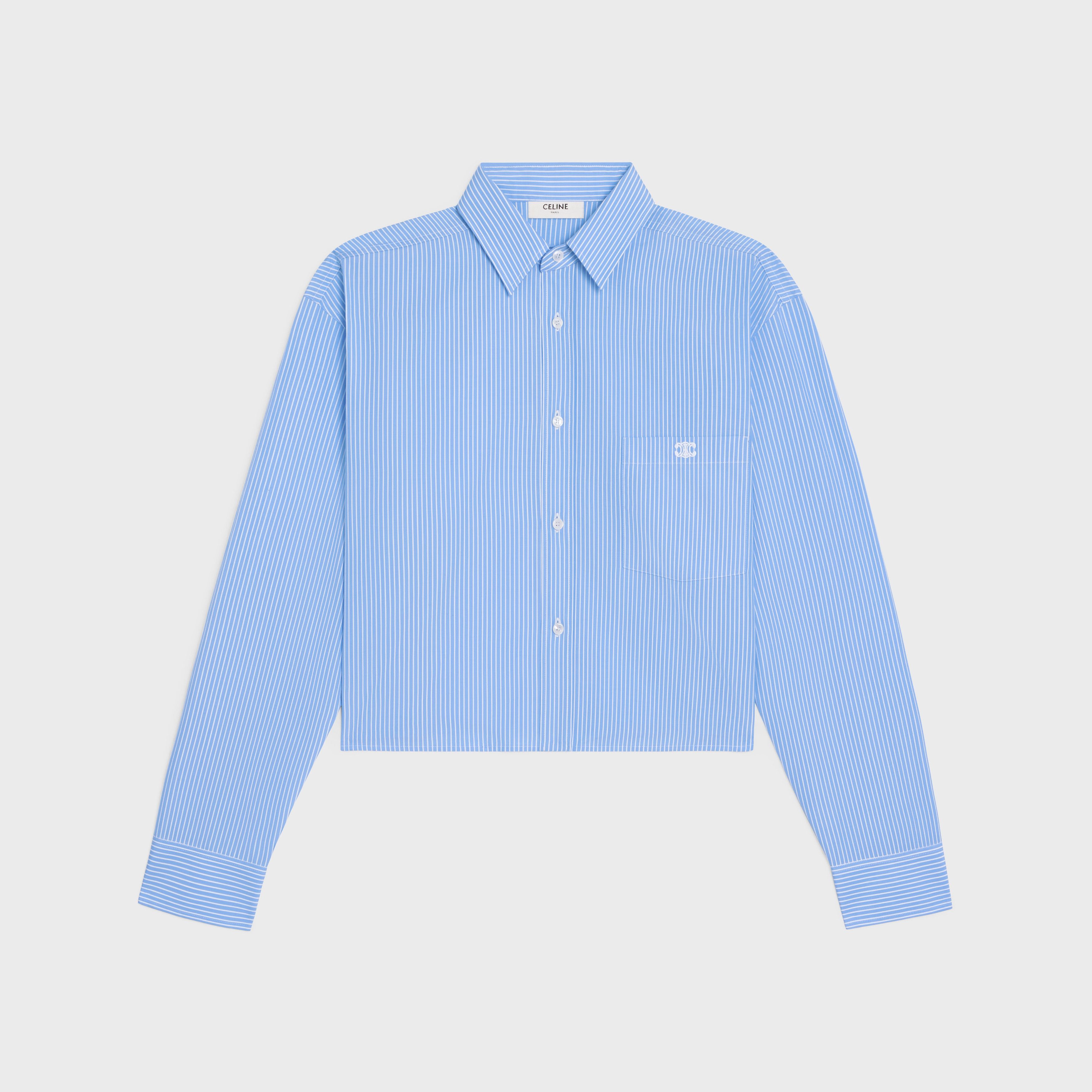 Celine cropped shirt in striped cotton poplin Size XXL / US 16-18 / IT 52-54 - 1 Thumbnail
