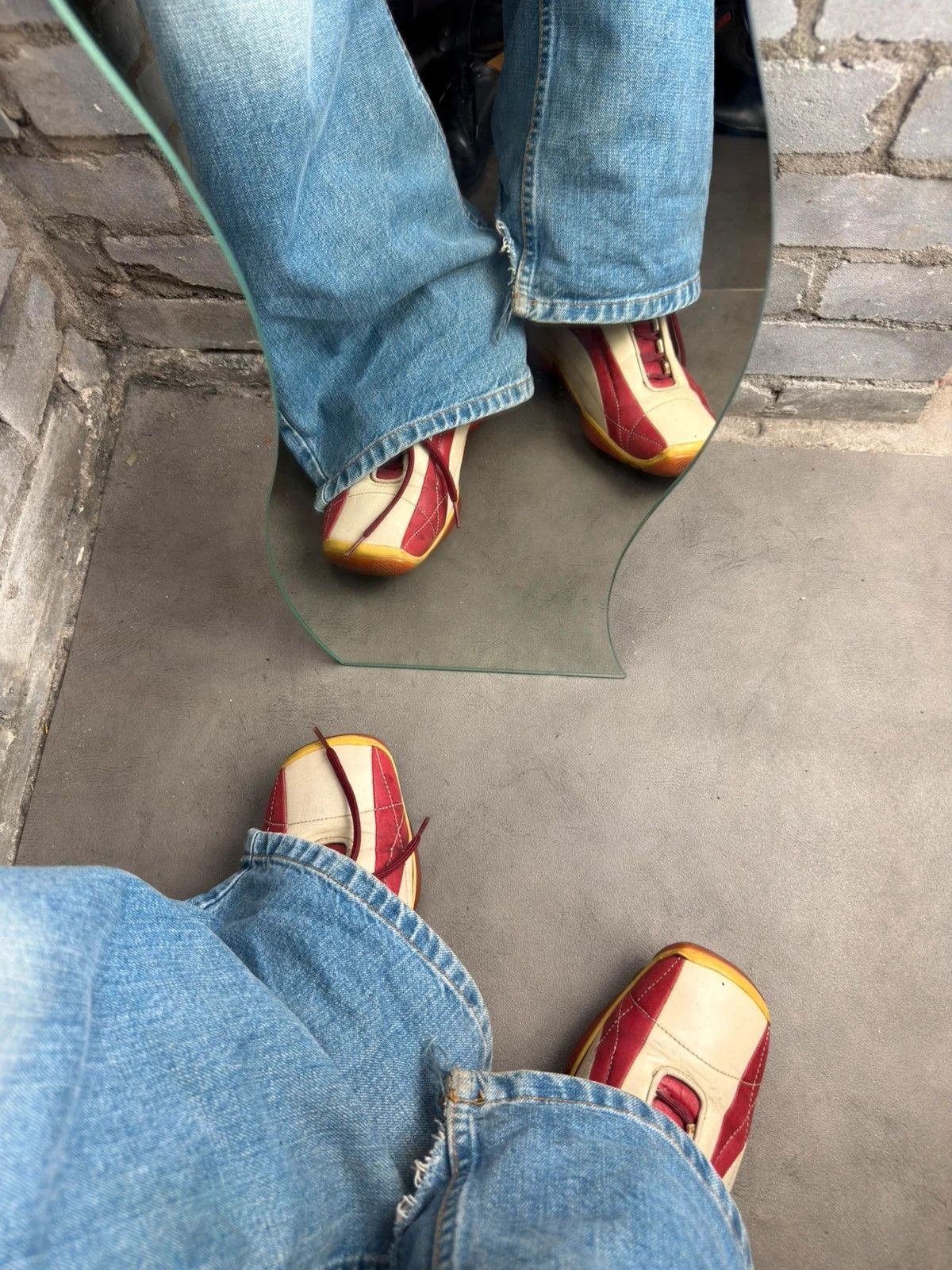 Prada Prada square toes archive 1999 red white leather trainers Size US 10 / EU 43 - 11 Thumbnail