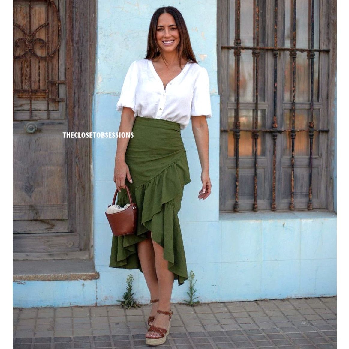 Zara ZARA Linen Blend Asymmetrical Skirt NWT Size 33" - 2 Thumbnail