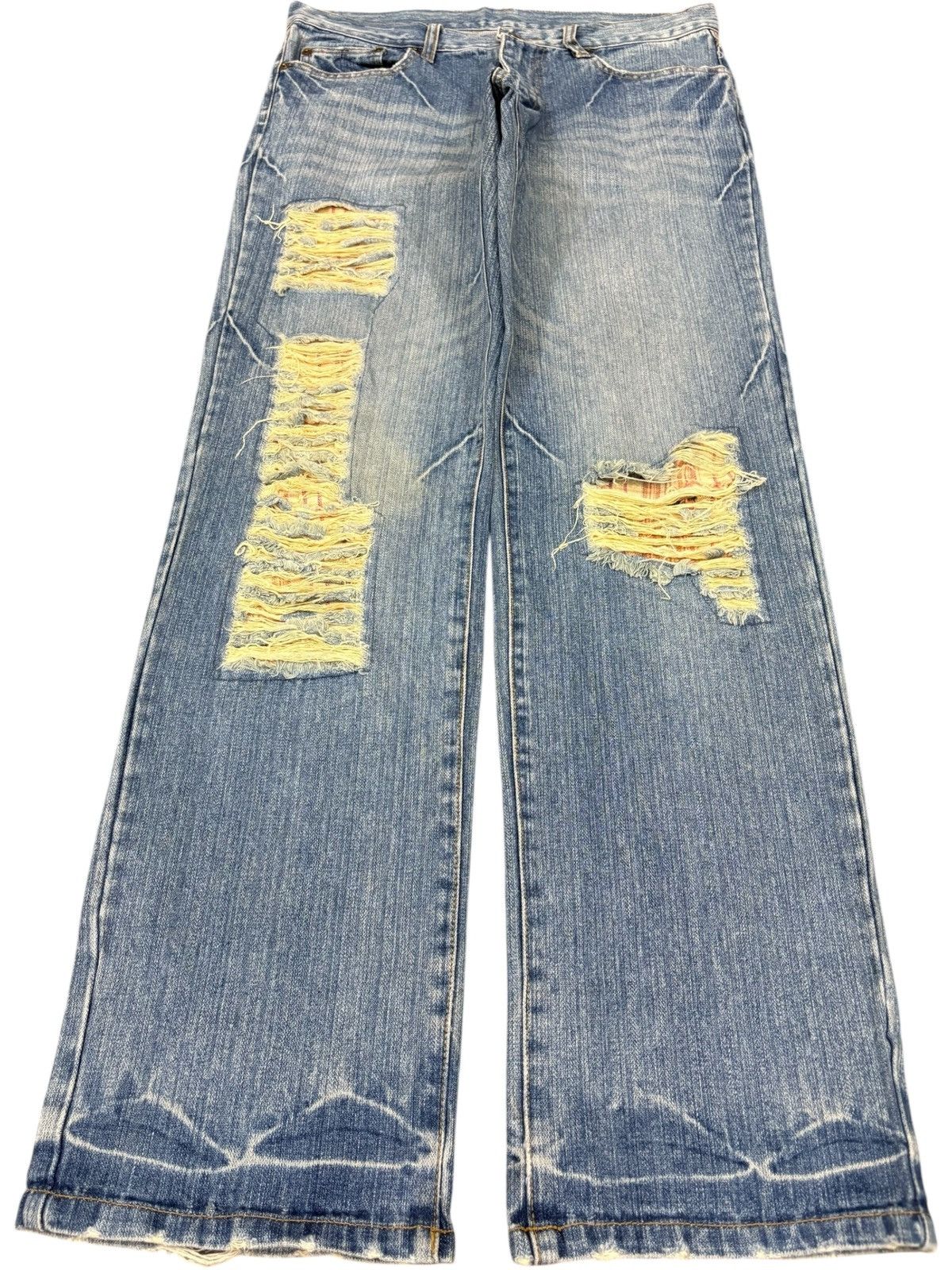 Vintage Japanese Brand Patched Distressed Loose Jeans