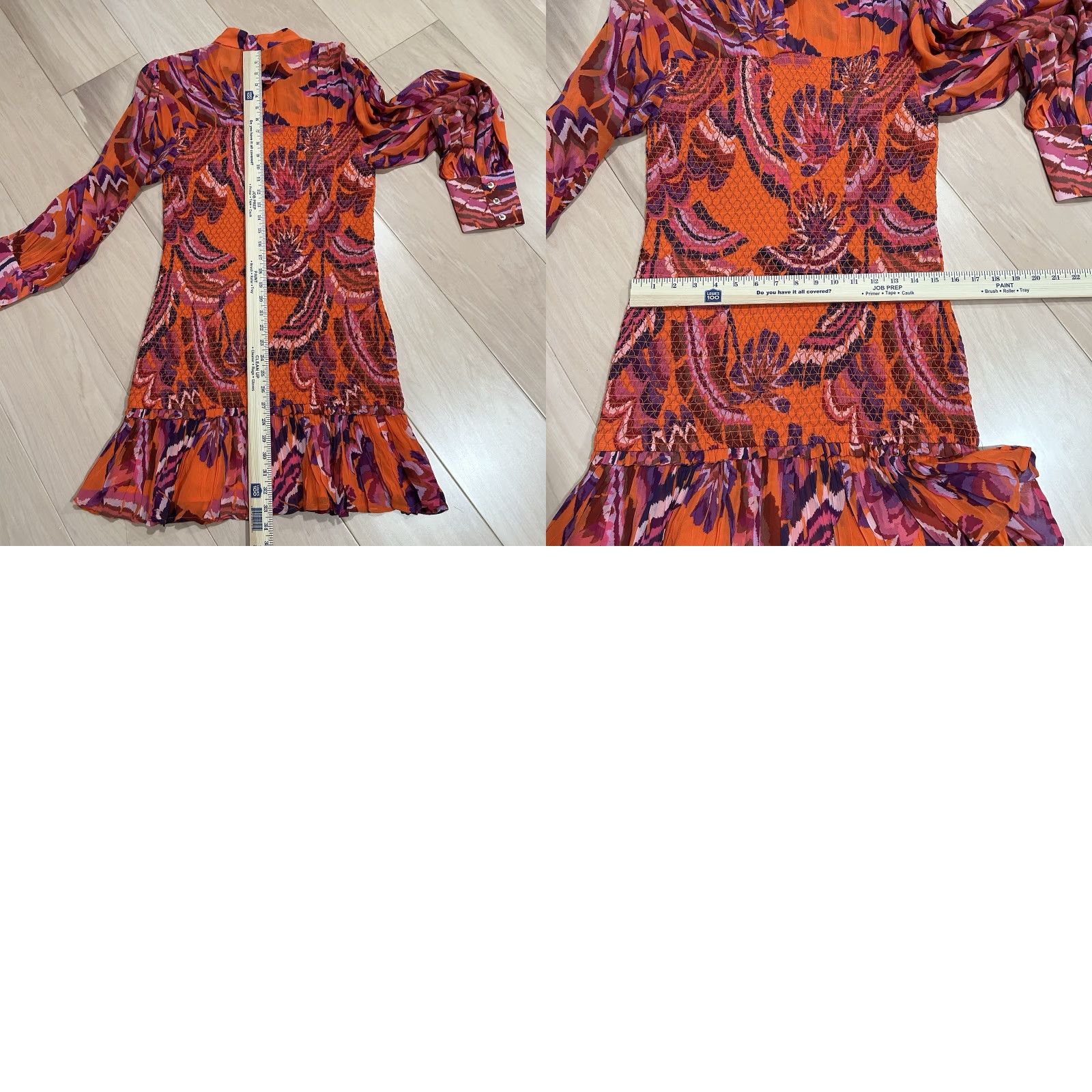 Farm Rio Farm Rio Floral Mini Dress Long Sleeve Women’s M Forest Orange Smocked Lined Viscose Dress Short Balloon Sleeve Women’s Medium Size M / US 6-8 / IT 42-44 - 9 Thumbnail