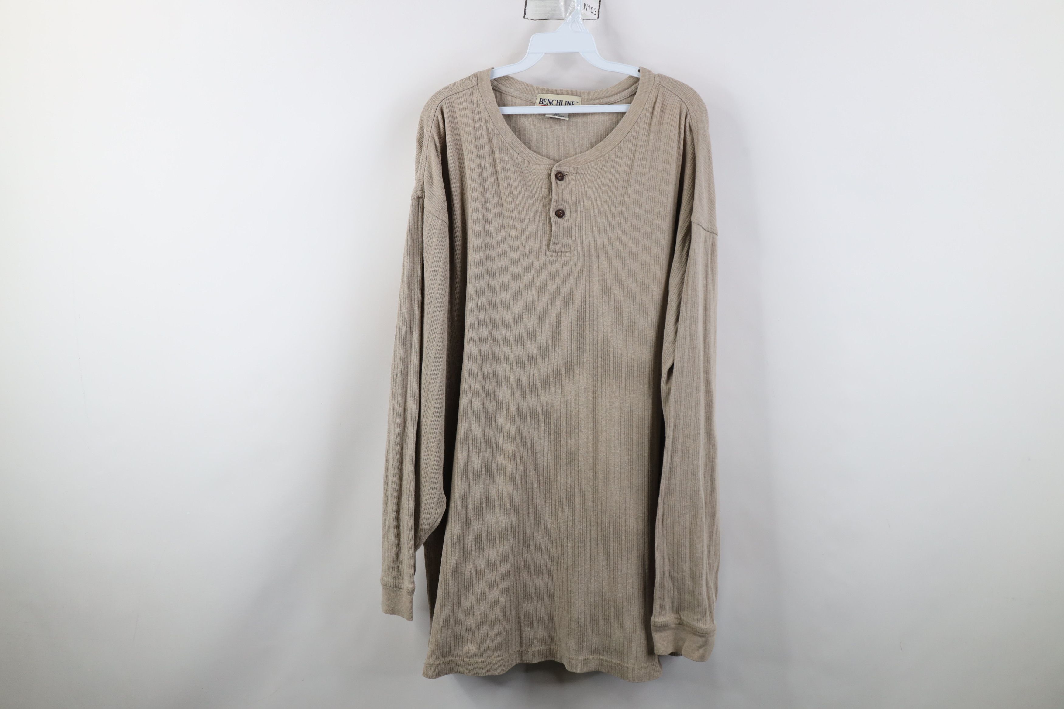 Vintage Vintage 90s Streetwear Ribbed Long Sleeve Henley T-Shirt Size US XL / EU 56 / 4 - 1 Thumbnail