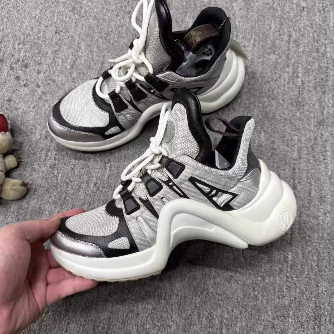 Louis Vuitton LV Dad Sneakers Silver Gray 37 EU 95 New Size US 6 / IT 36 - 2 Thumbnail