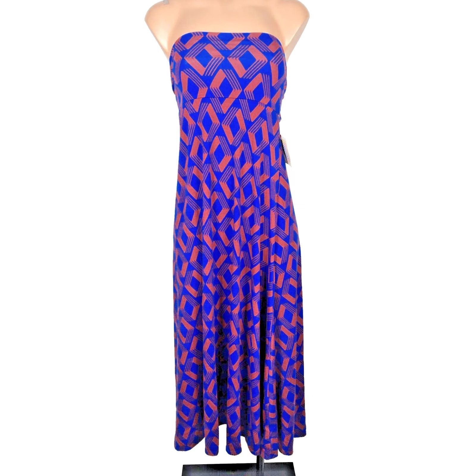 Vintage VINTAGE LuLaRoe Maxi Skirt Dress XL Red Blue Geometric Neon NWT Geometric Pattern Skirt Womens XL Size 40" / US 18 - 2 Thumbnail
