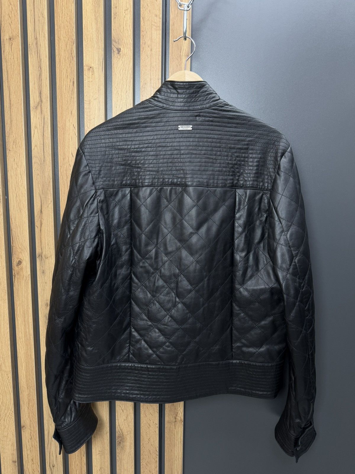Trussardi Trussardi Collection Black Leather Quilted Jacket Moto Style Size US L / EU 52-54 / 3 - 12 Thumbnail