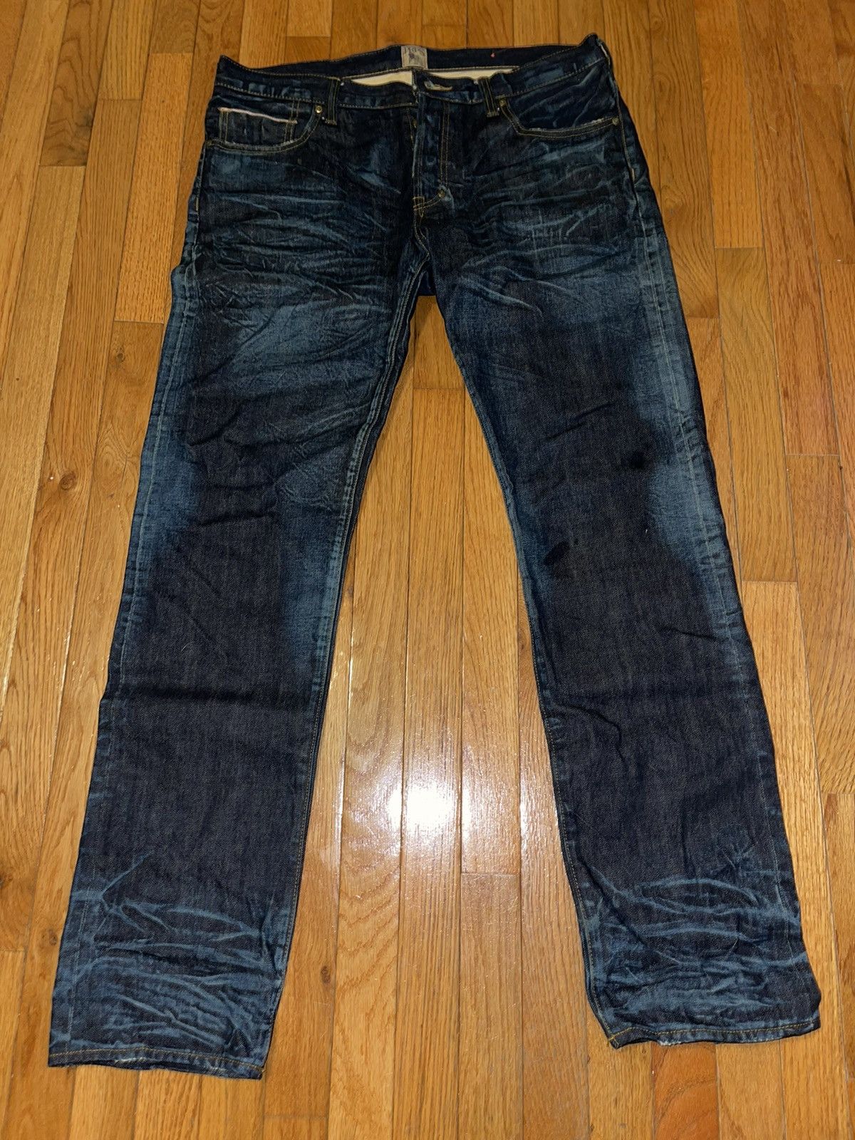 image of Pros Indigo Blue Selvedge Distressed Denim in Deep Indigo, Men's (Size 36)