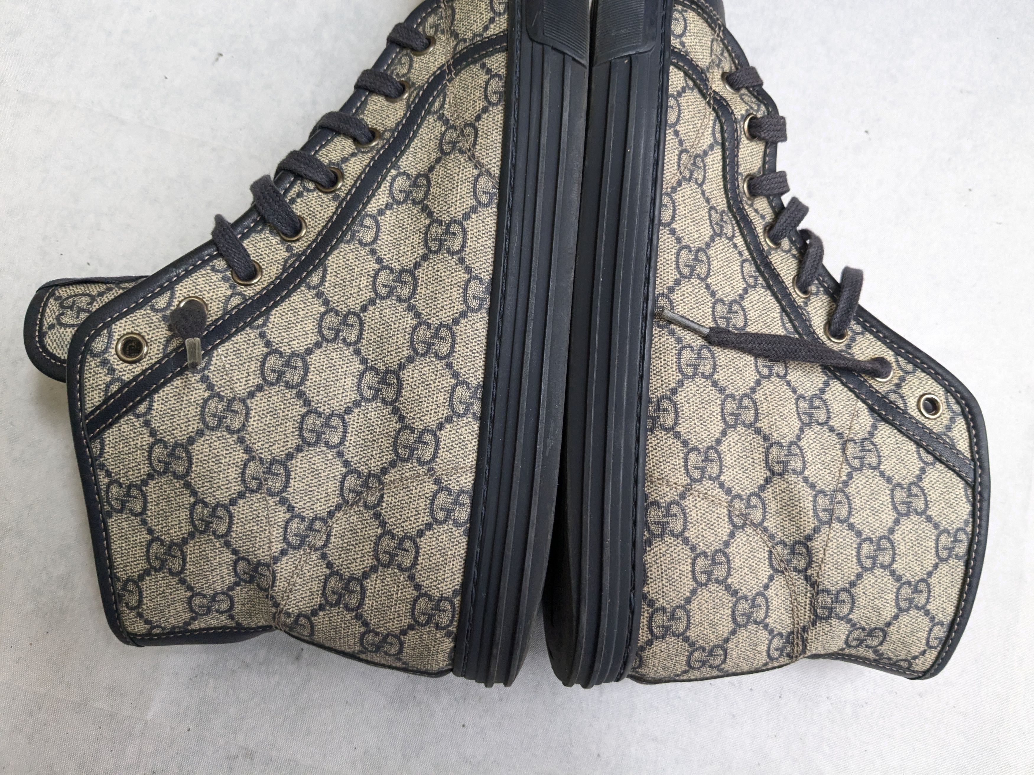Gucci Gucci High Top Sneakers Blue Monogram 11 Leather GG Size US 11 / EU 44 - 12 Thumbnail