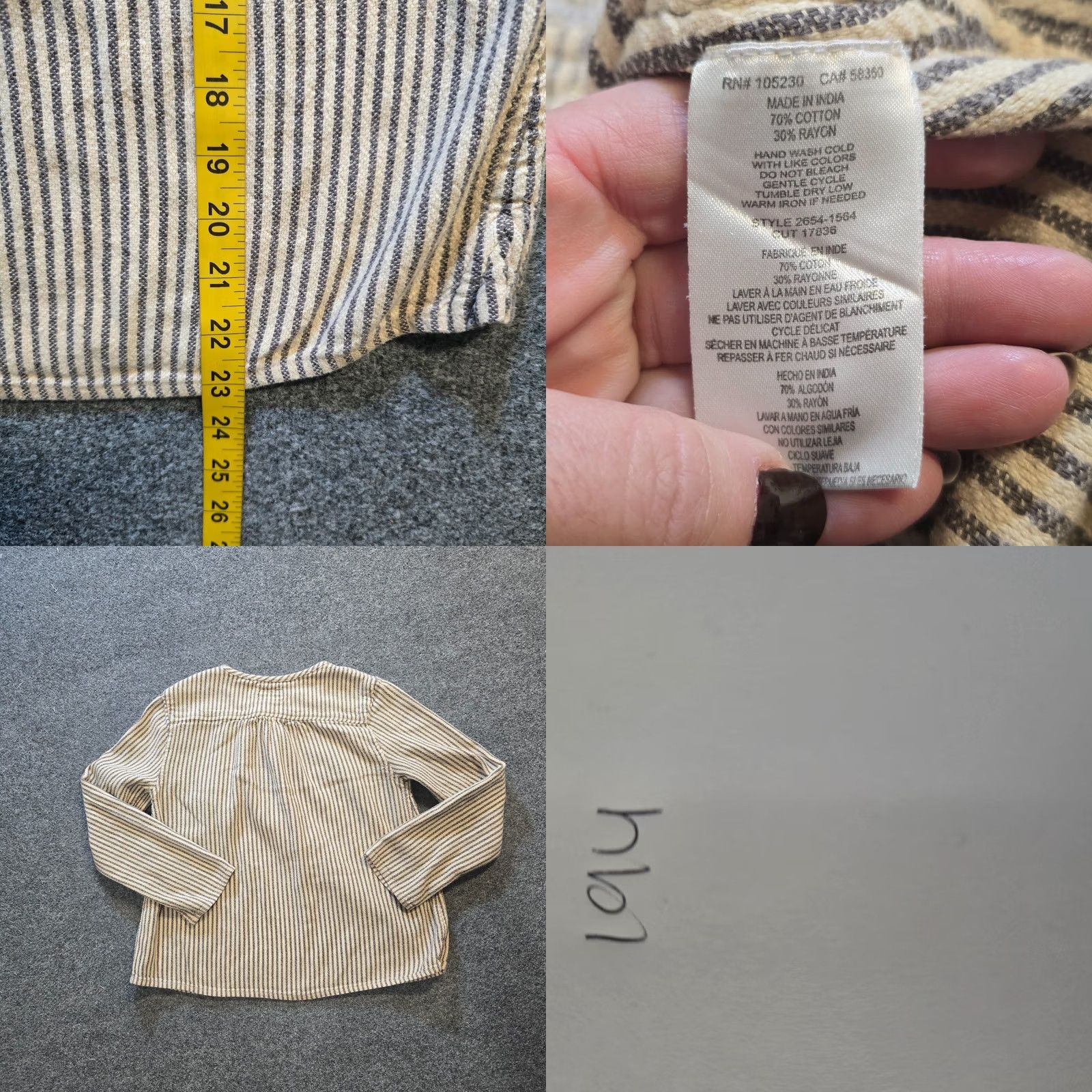 Vintage Current Elliot Top Women Size S Tan Striped Embroidered Henley Boho Casual Shirt Size S / US 4 / IT 40 - 8 Thumbnail
