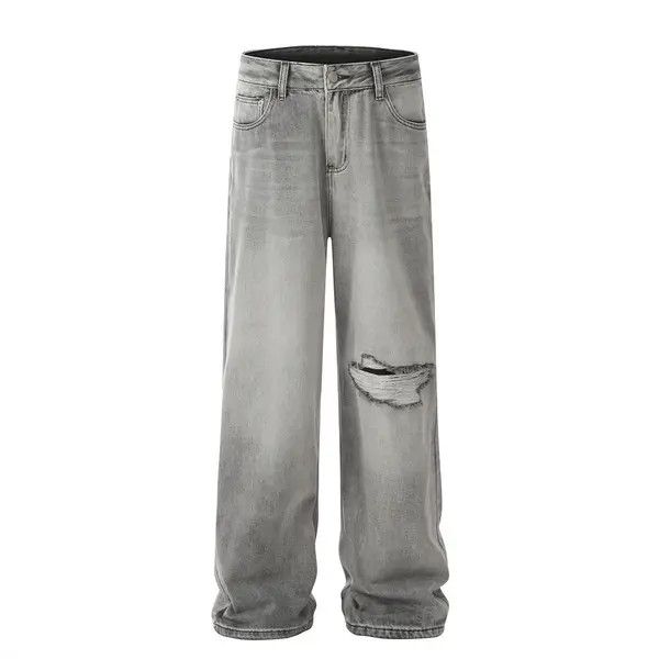 Japanese Brand VIBE Men's loose hip-hop fashion washed casual ripped jeans Size US 32 / EU 48 - 1 Thumbnail