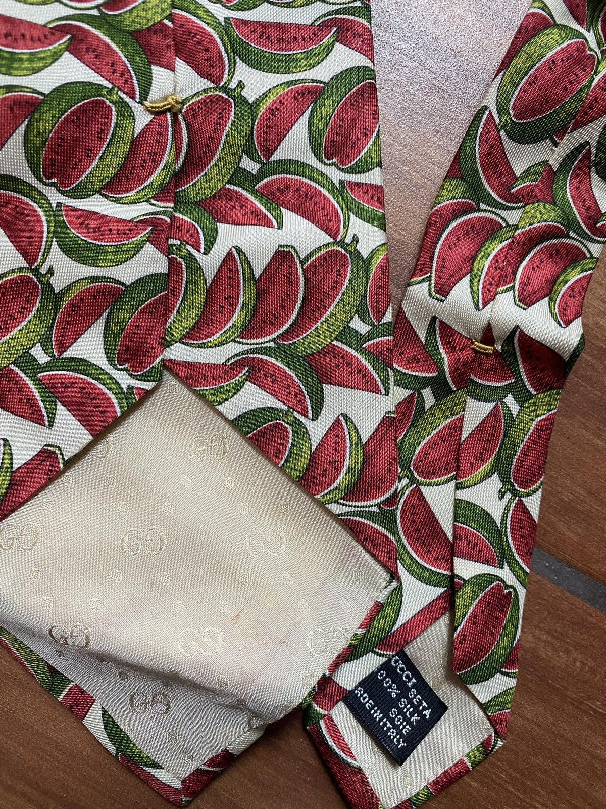 Gucci Gucci wartermelon printed silk tie Size ONE SIZE - 2 Thumbnail