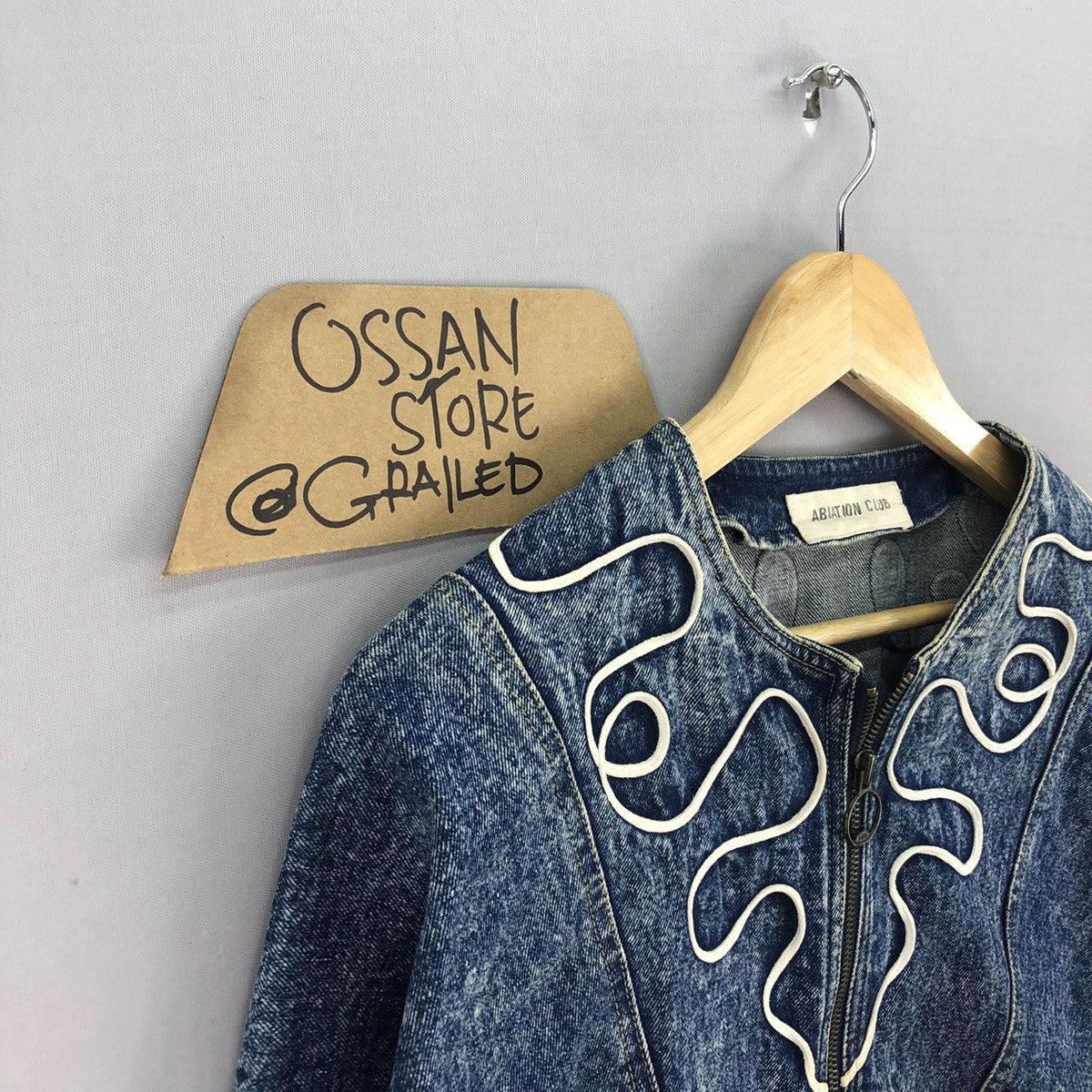 Japanese Brand Vintage Abiation Club Laces Baggy Denim Jacket Size S / US 4 / IT 40 - 2 Thumbnail
