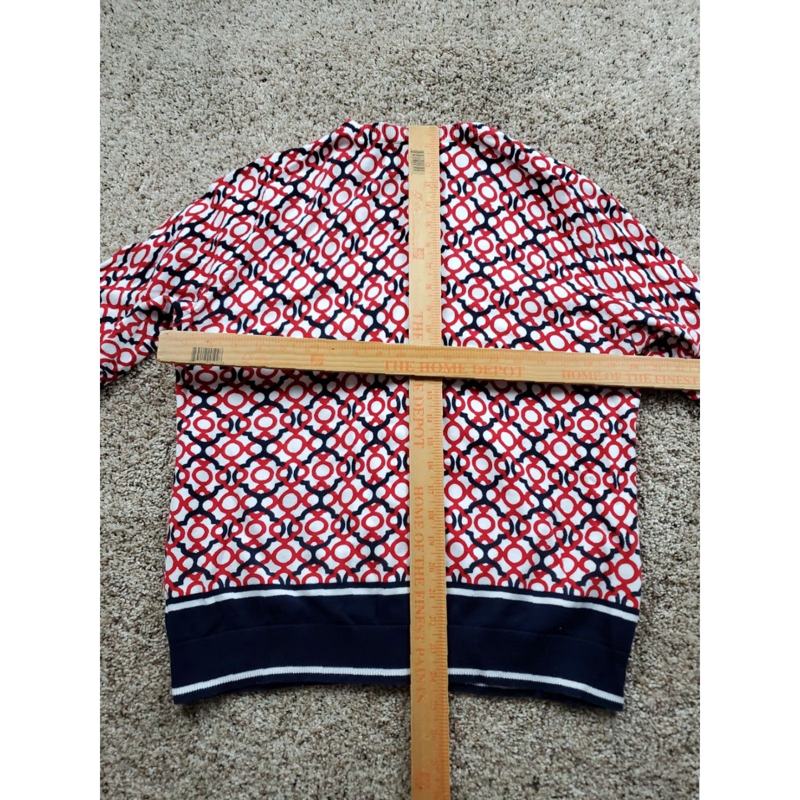 Talbots Talbots Sweater Womens XL Geometric Print Crew Neck Button Up Top Ribbed Trim Raglan Sleeve All Seasons Casual Size XL / US 12-14 / IT 48-50 - 7 Thumbnail