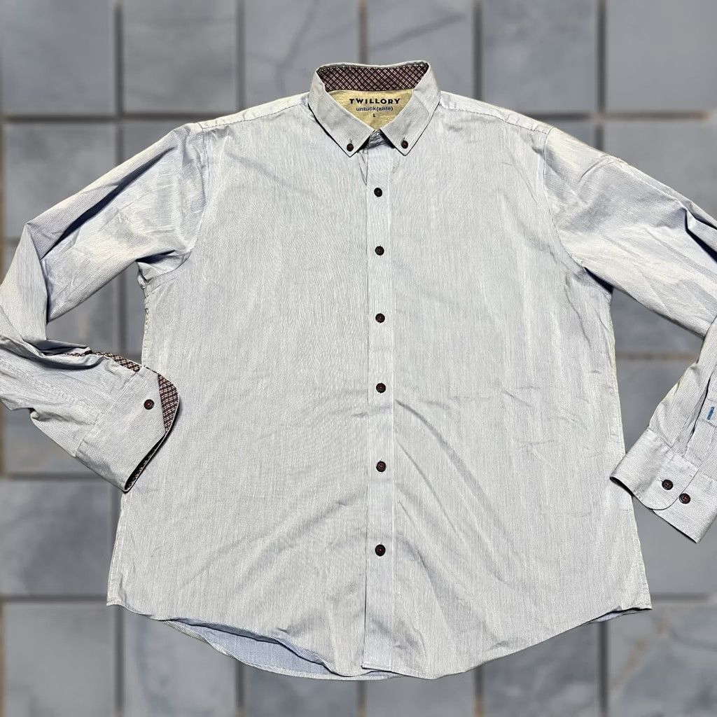 Vintage Twillory Untuckable Shirt Mens Large Blue Button Down Patterned Shirt Size US L / EU 52-54 / 3 - 1 Thumbnail