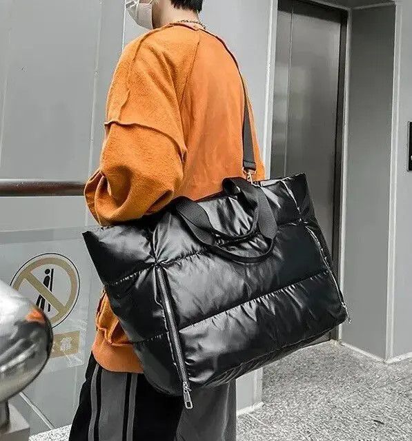 Japanese Brand Fashion y2k zip quilted messenger bag tote bag Size ONE SIZE - 4 Thumbnail