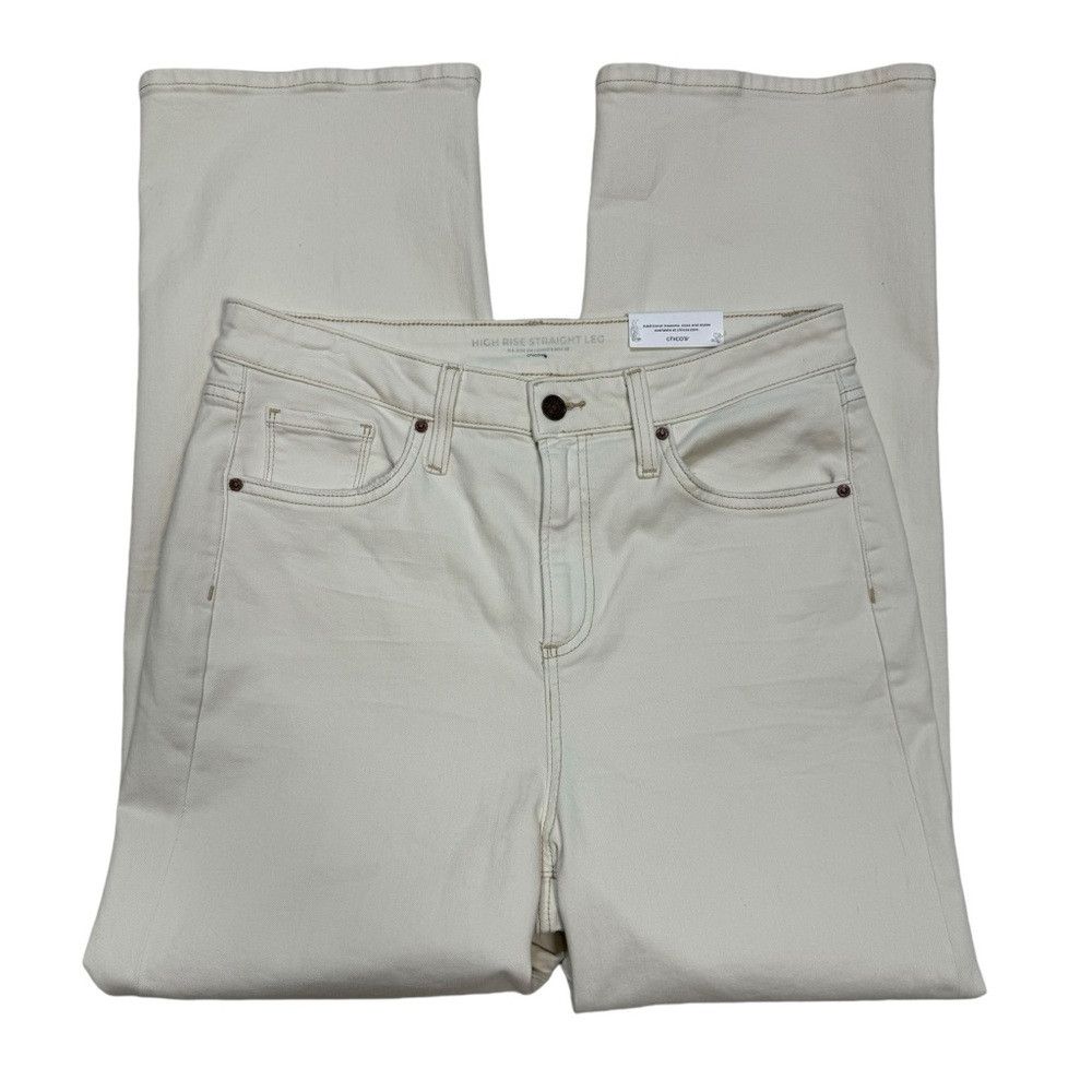 Chicos NWT New Chico's High Rise Straight Leg Ivory Jeans Size 2 U Size 34" / US 12 / IT 48 - 3 Thumbnail