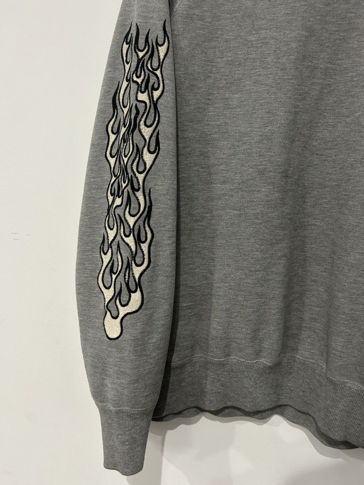Von Dutch Von Dutch Original Embroidered Flame Sleeve Grey Sweater Size US XL / EU 56 / 4 - 3 Thumbnail