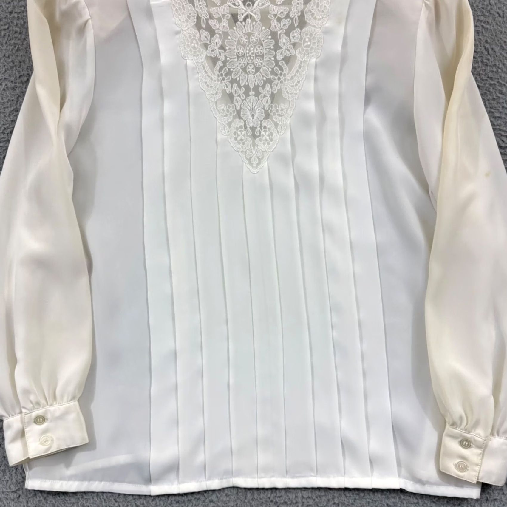 Vintage VINTAGE Sellecca Shirt Womens 12 White Blouse Embroidered 80s Button Lace Top Size XL / US 12-14 / IT 48-50 - 2 Thumbnail