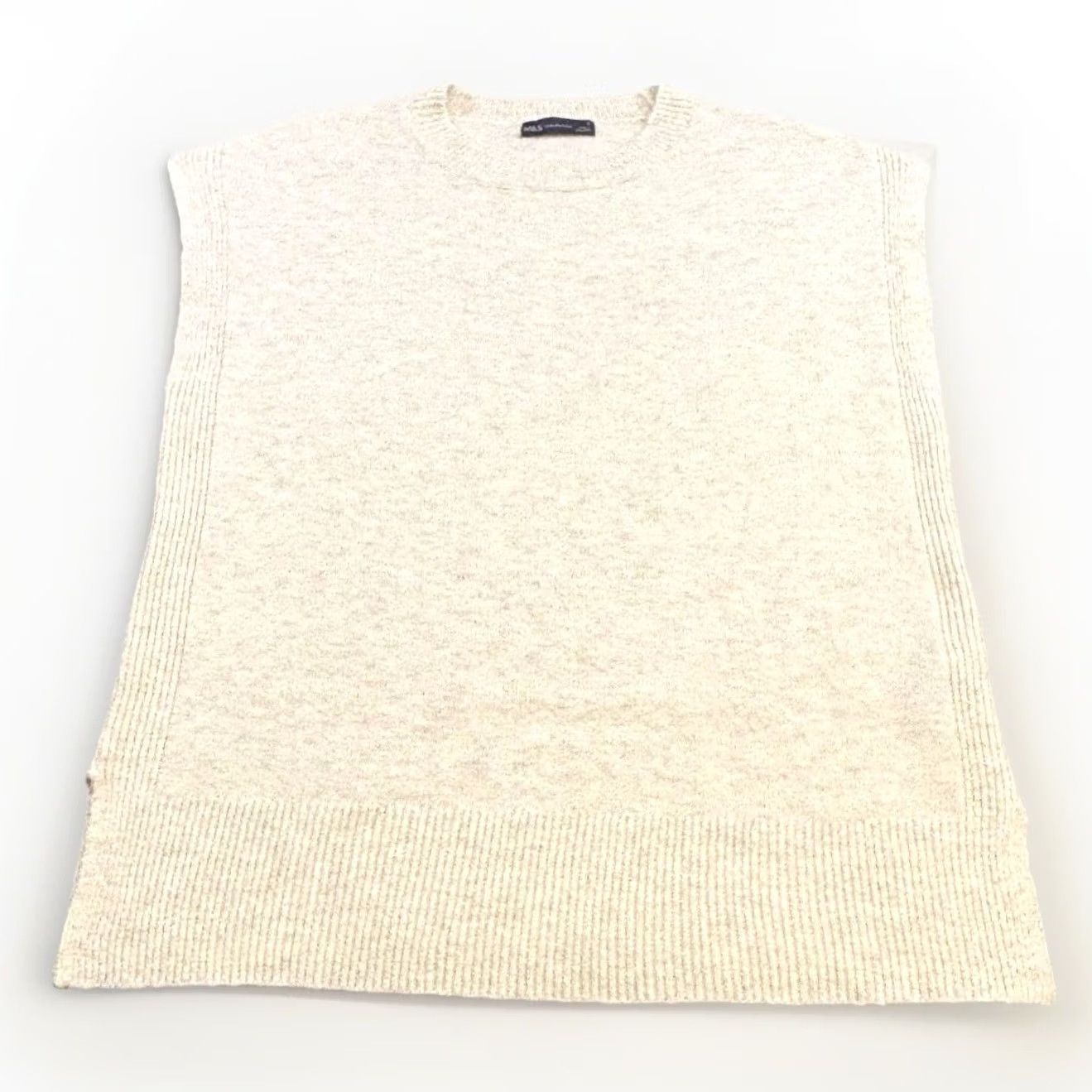 Vintage M&S Collection Vest Jumper Medium Relaxed Oatmeal Women’s Used Size M / US 6-8 / IT 42-44 - 2 Thumbnail