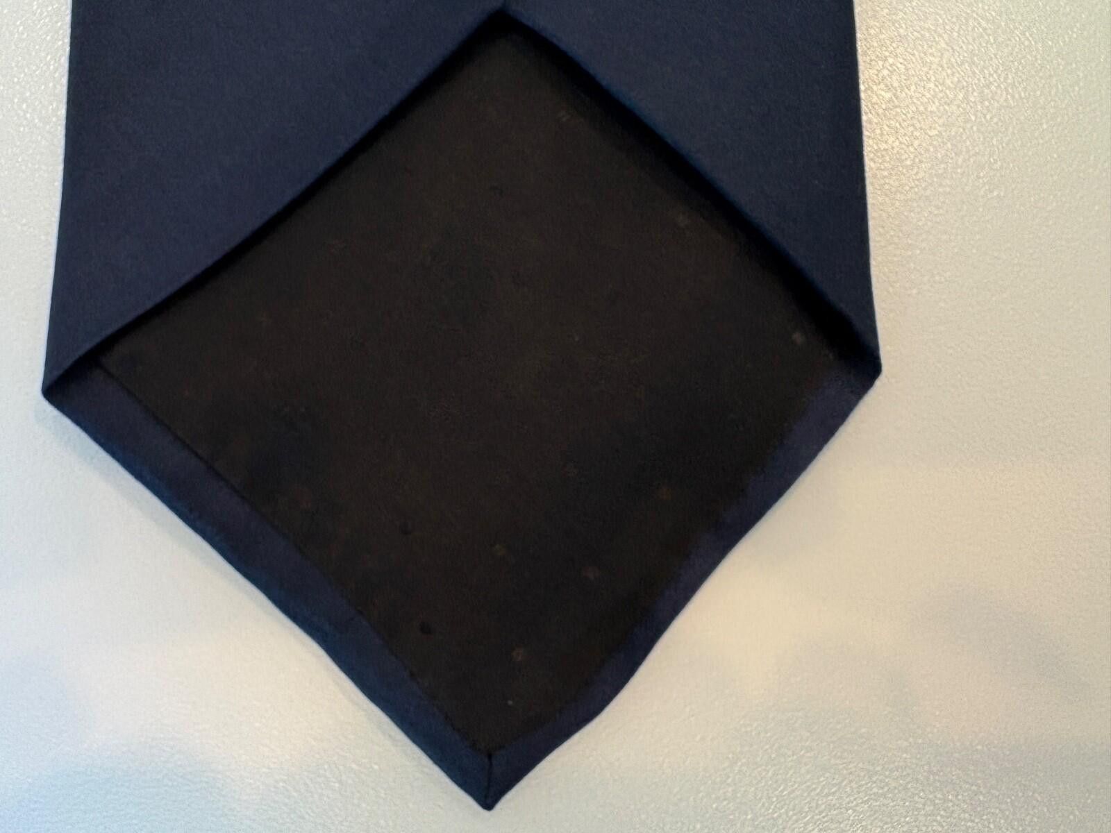 Brandini Brandini le collezioni Navy Blue Solid Silk Tie Designer Men Size ONE SIZE - 6 Thumbnail