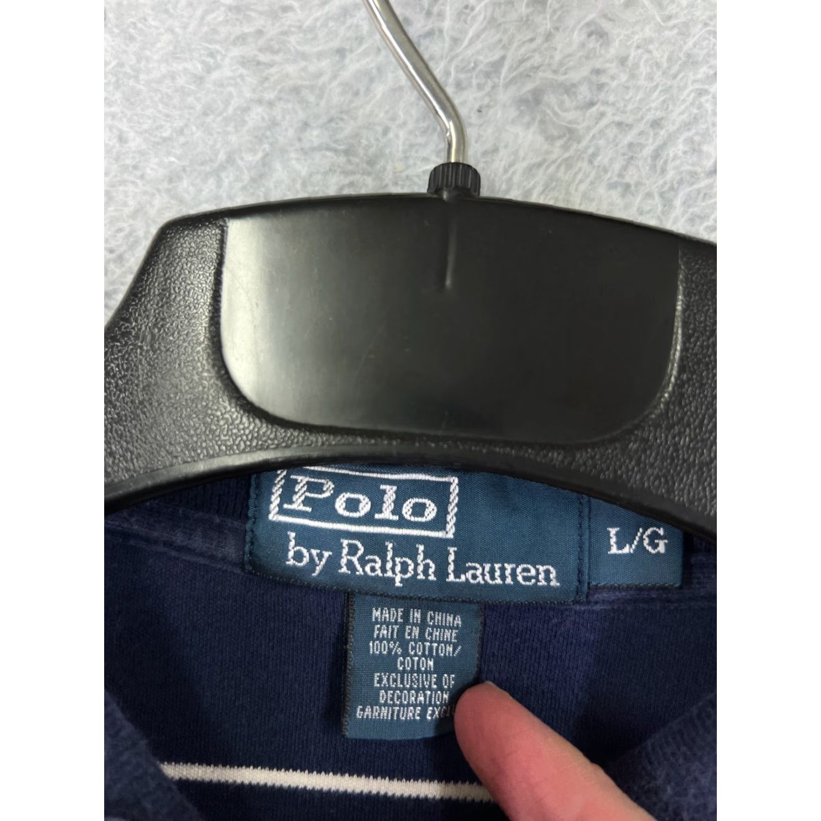 Polo Ralph Lauren VINTAGE Polo Ralph Lauren Polo Shirt Men L Blue White Stripe 100% Cotton Knit Size US L / EU 52-54 / 3 - 3 Thumbnail