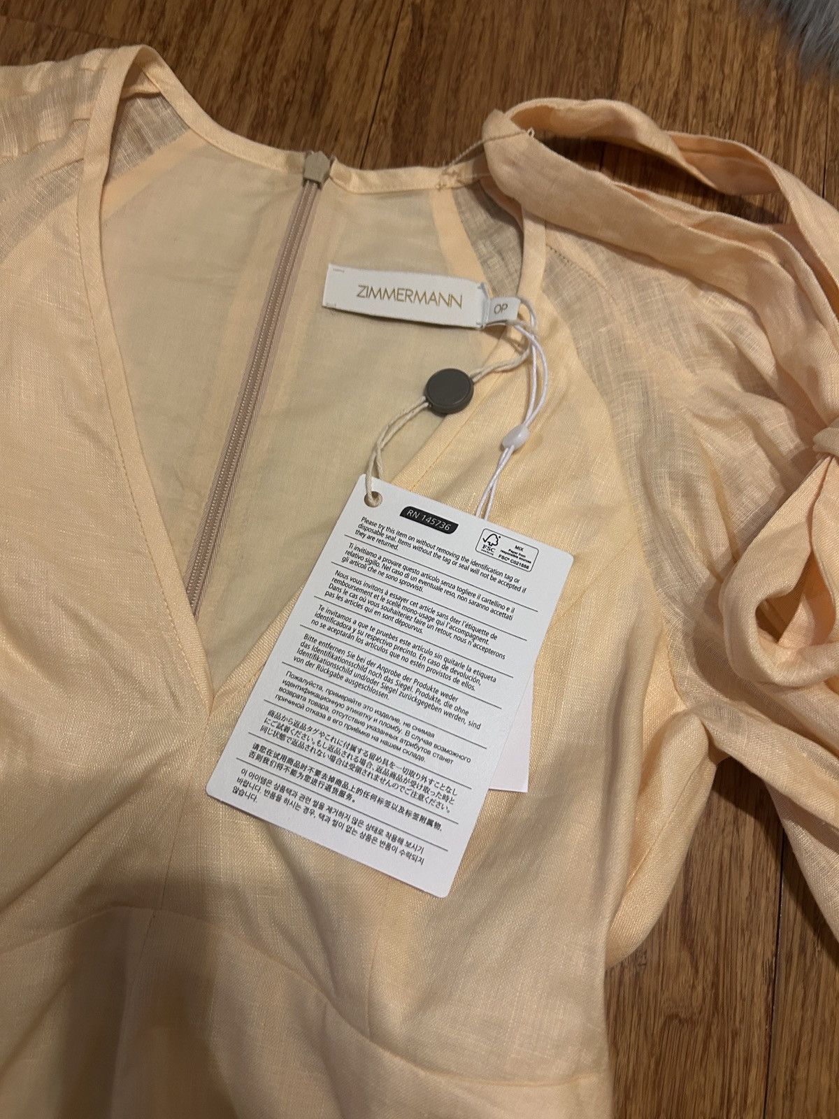 Zimmermann ZIMMERMANN Tie-detailed 100% Linen Mini Dress size 0P Size XS / US 0-2 / IT 36-38 - 6 Thumbnail