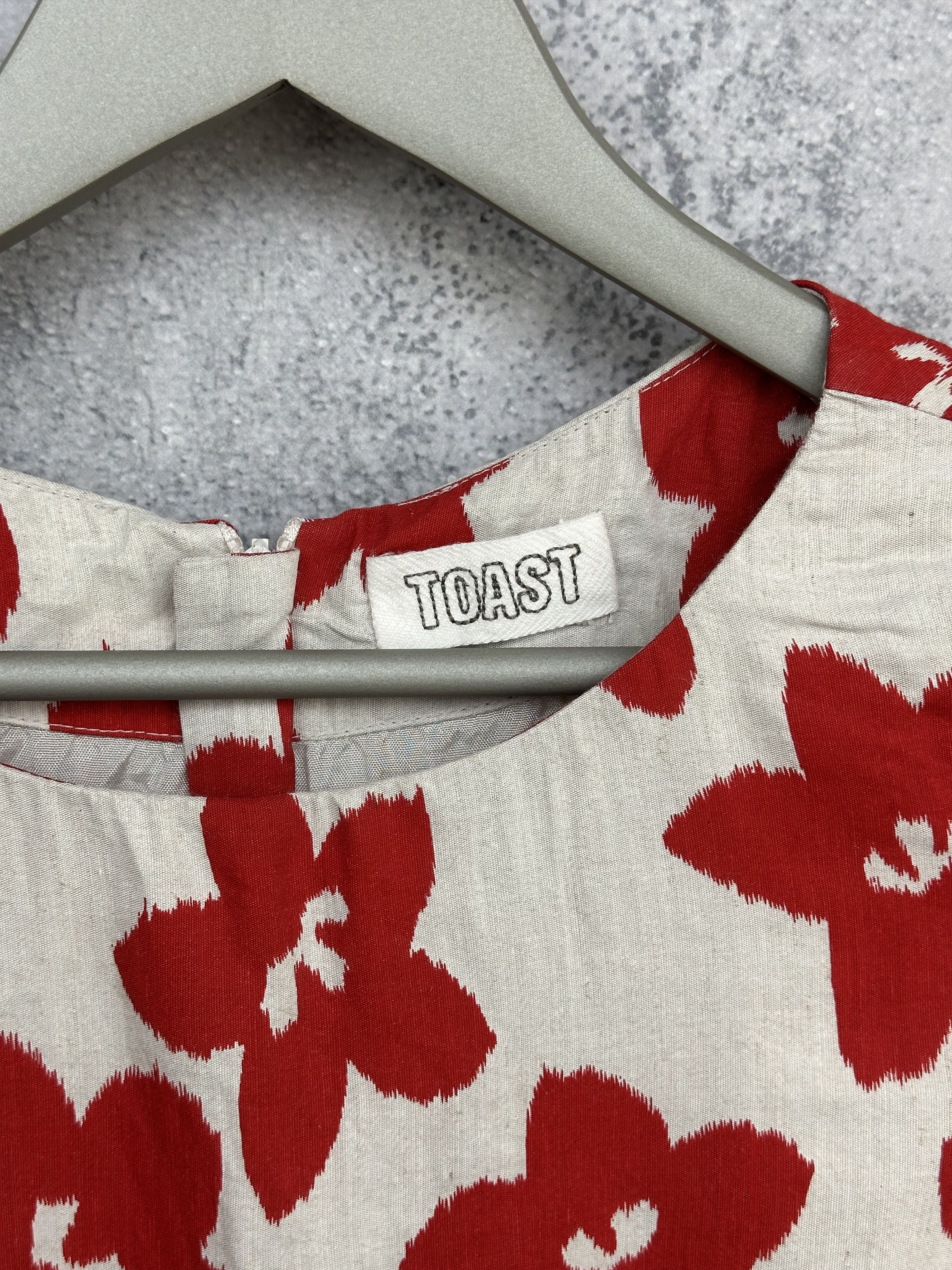 Other TOAST Ivory Red Floral Above Knee Dress Linen Blend Pockets Size S / US 4 / IT 40 - 13 Thumbnail