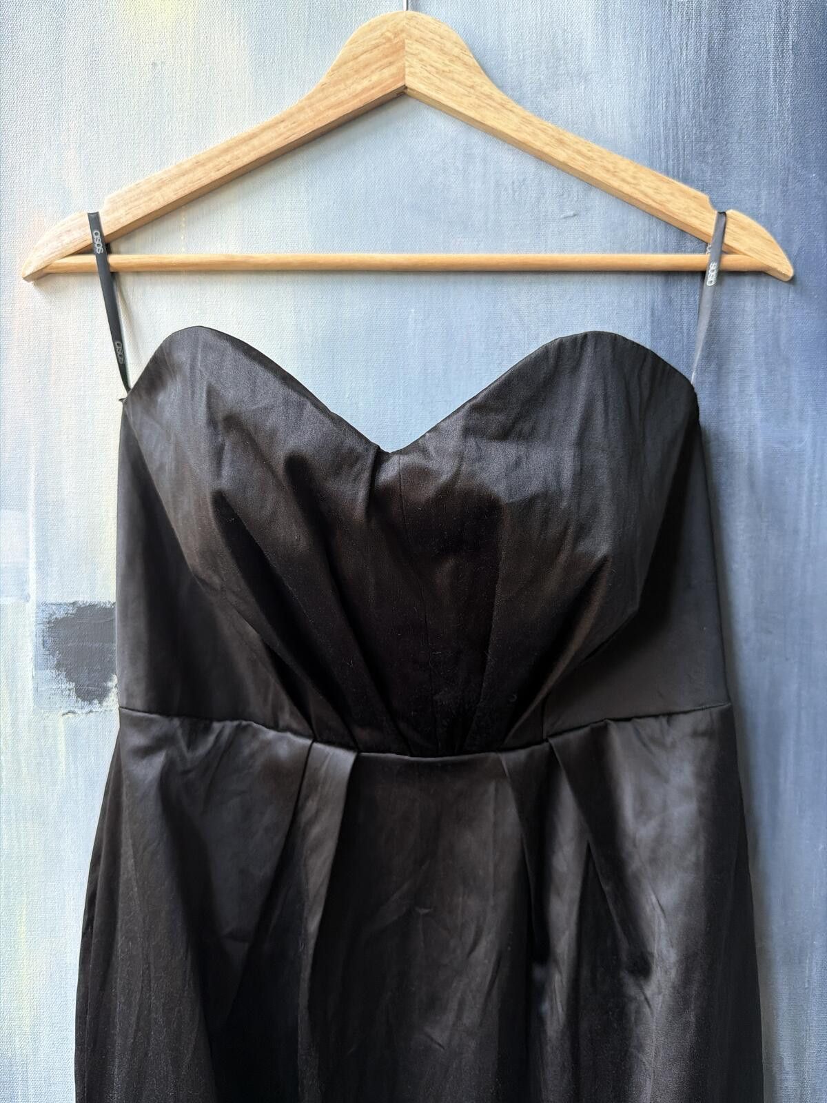 Asos ASOS Black Strapless Midi Satin Cocktail Dress XS - S Size S / US 4 / IT 40 - 3 Thumbnail