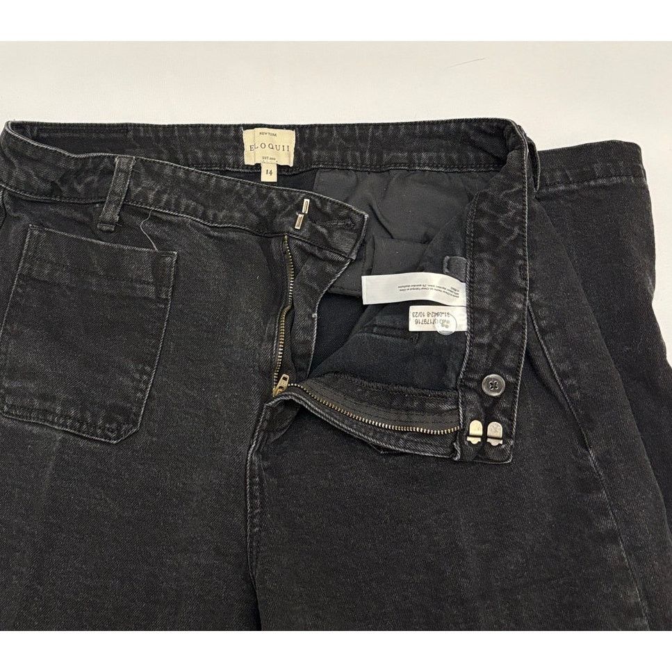 Other Size 14 | ELOQUII Women’s Wide Leg Black Denim Trouser Jeans Size 36" / US 14 / IT 50 - 8 Thumbnail