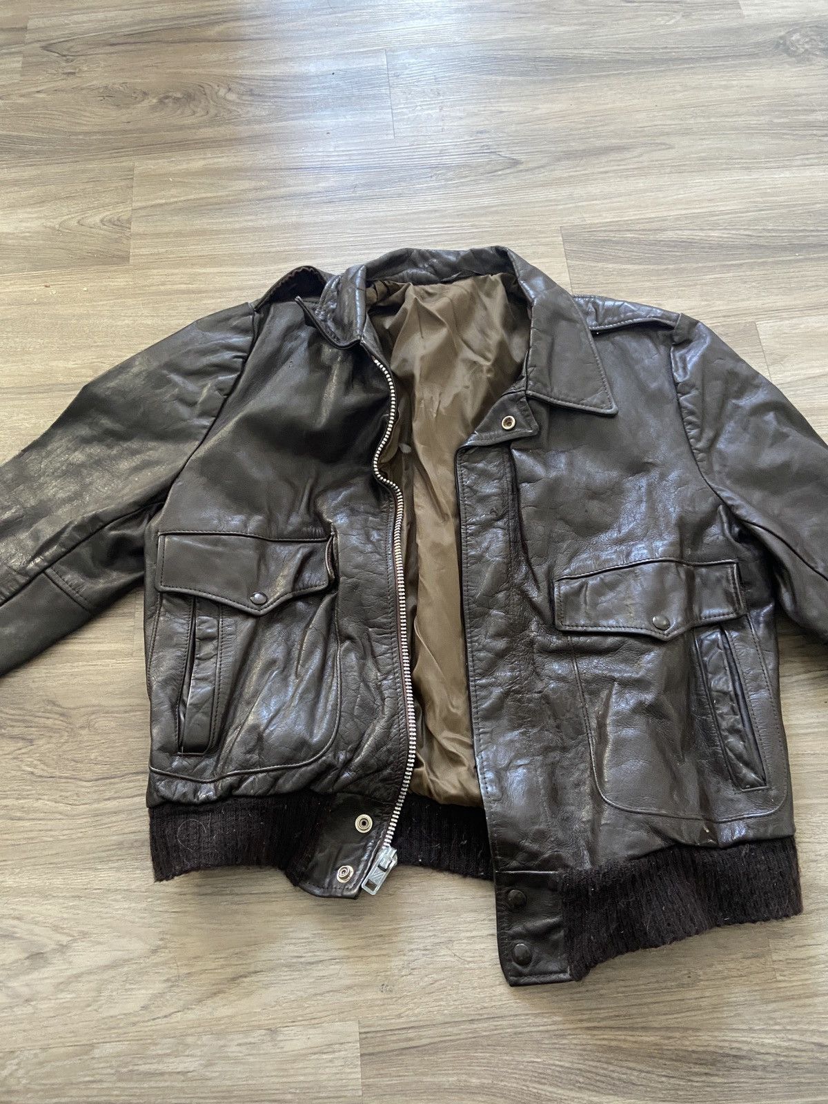 Vintage Vintage Made In USA Brown Leather Jacket Size US S / EU 44-46 / 1 - 2 Thumbnail