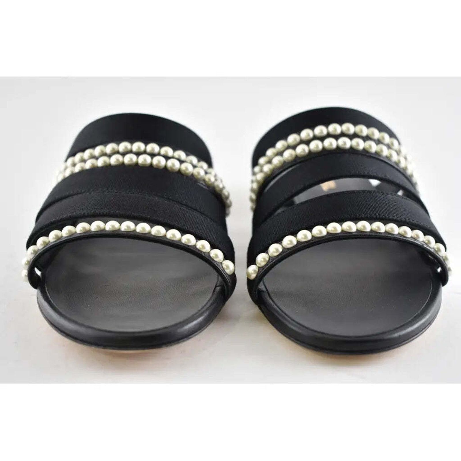 Chanel Chanel 20P Black White Pearl Strap CC Logo Slide Slip On Size US 6 / IT 36 - 4 Thumbnail
