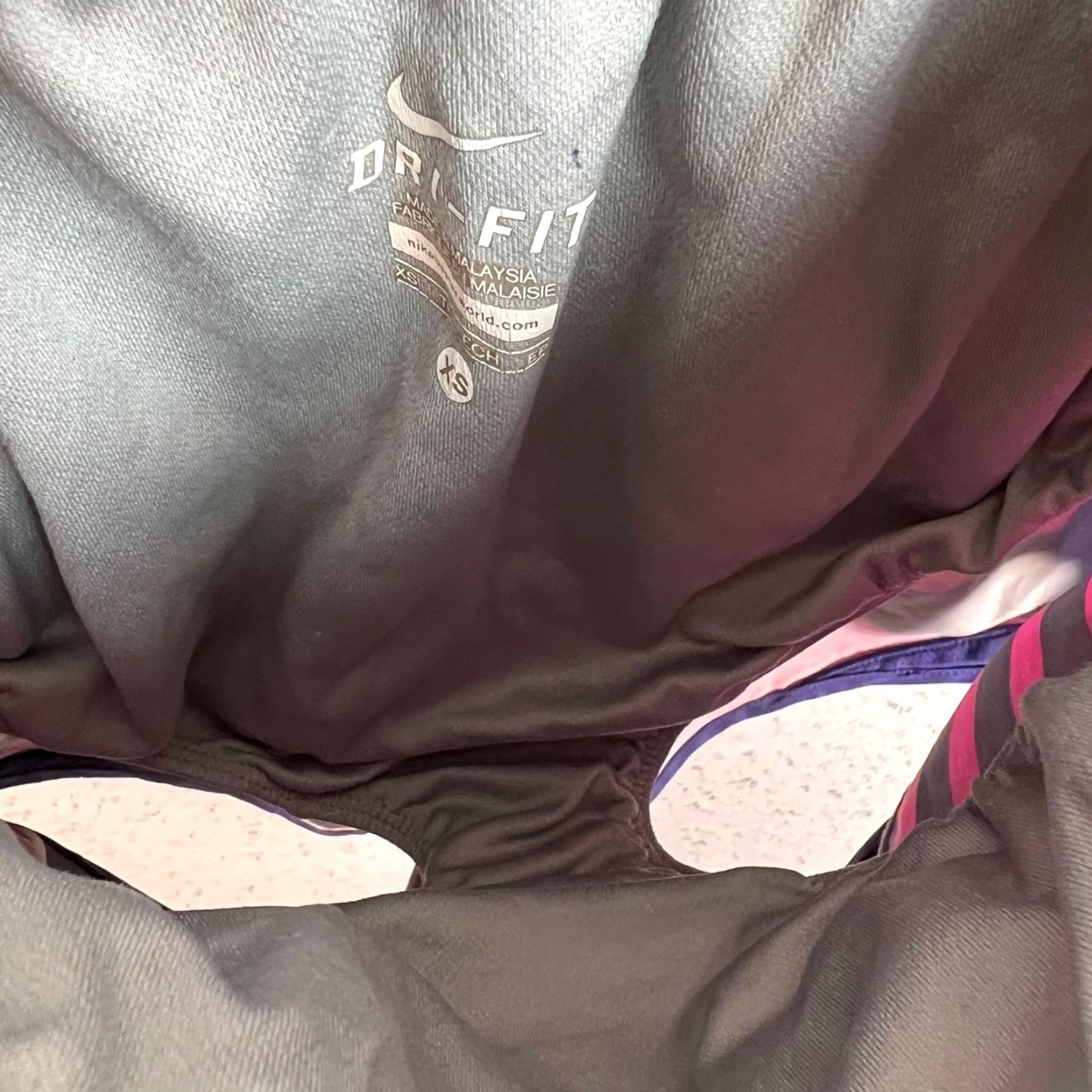 Nike Nike Dri-Fit Womens XS Running Shorts Pink/Black/Blue Striped Pattern, Athletic, Activewear, Drawstring, 3in Inseam, Polyester, Regular, Womens Size 26" / US 2 / IT 38 - 7 Thumbnail