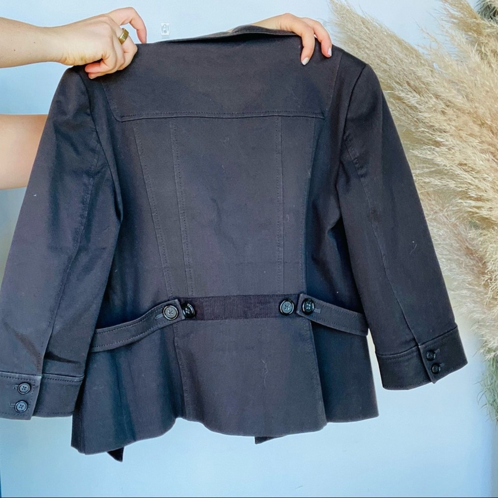 Elie Tahari TAHARI Black Button 3/4 Sleeve Work Jacket Blazer Belted Size M / US 6-8 / IT 42-44 - 6 Thumbnail
