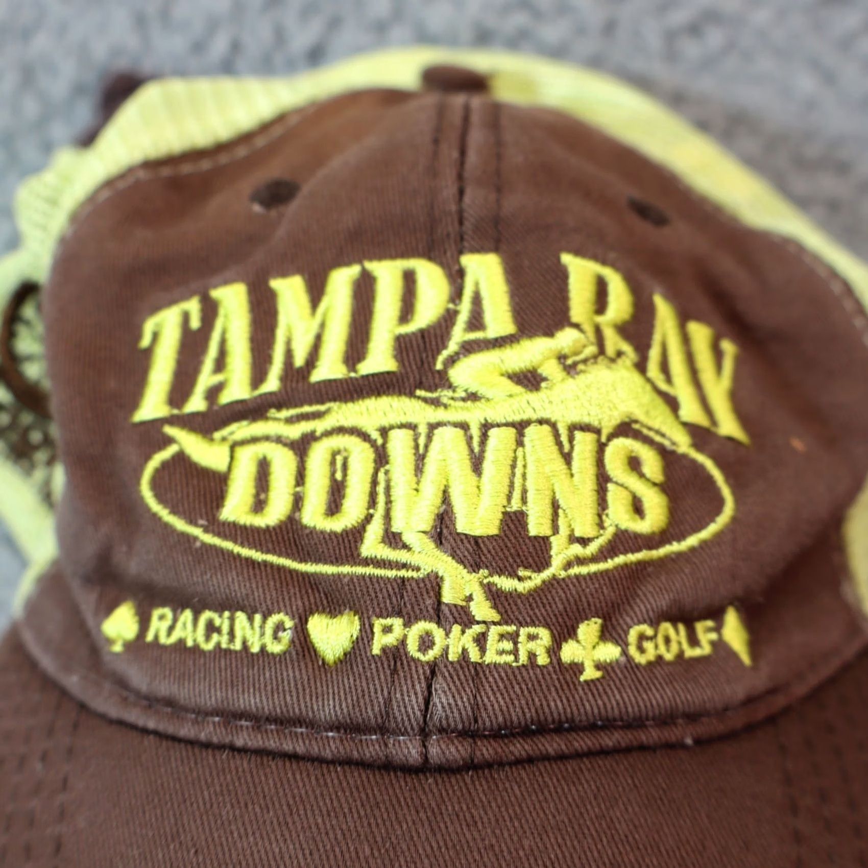 Vintage Brown Adjustable Strap Back Baseball Cap Horse Racing Poker Golf Y2K Hat Size ONE SIZE - 2 Thumbnail