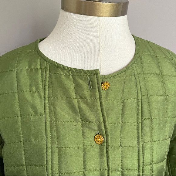 Vintage Vintage Silk Quilted Cropped Light Jacket - Medium Size M / US 6-8 / IT 42-44 - 5 Thumbnail