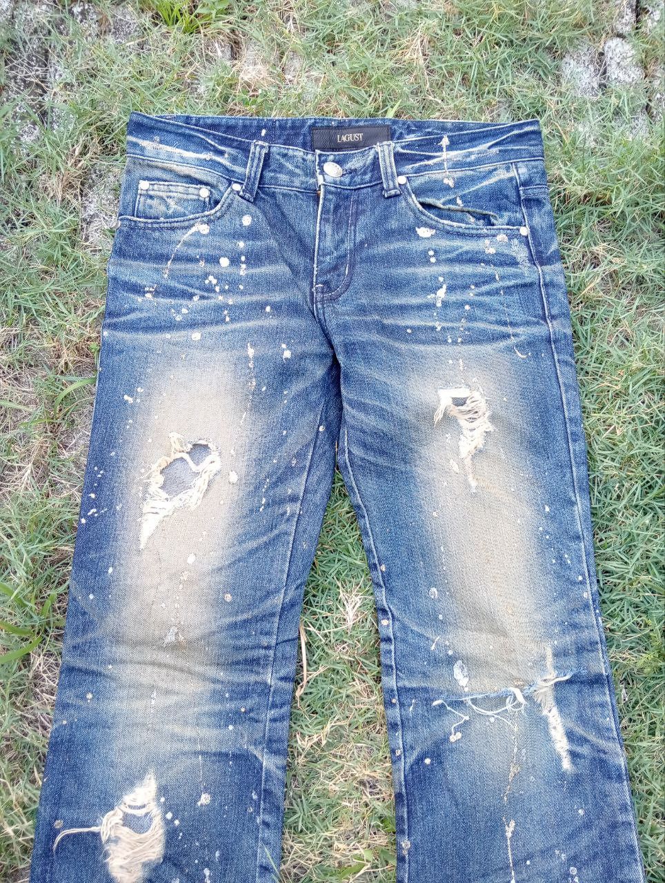 Japanese Brand Vintage Lagust Splatter Distressed Ankle Zip Jeans Size US 33 - 6 Thumbnail