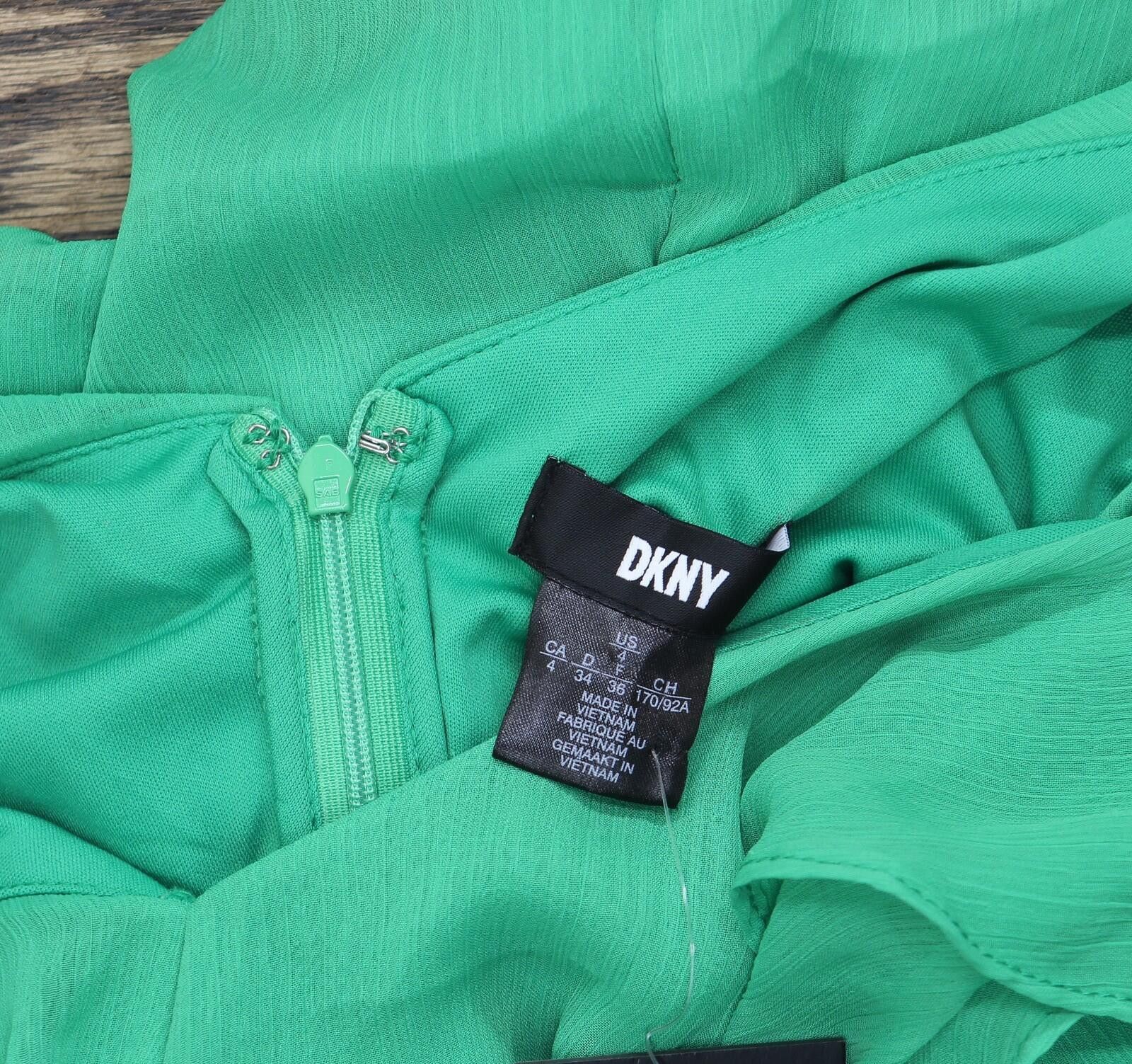 DKNY Dkny Womens Woven Tie Double Ruffle-collar Dress Green 4 Size S / US 4 / IT 40 - 4 Thumbnail