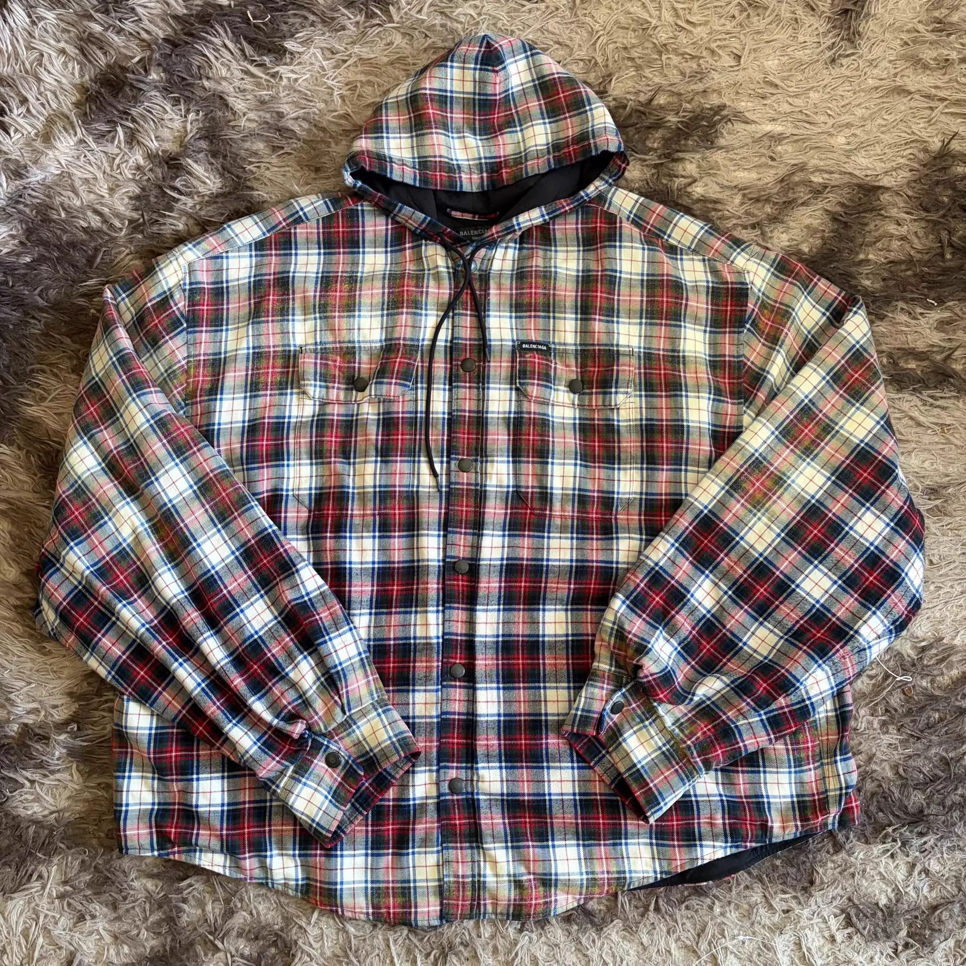 Balenciaga Balenciaga 23ss Ombre Check Padded Hoodie ASAP Nast x TS XXS Size US XXS / EU 40 - 1 Thumbnail