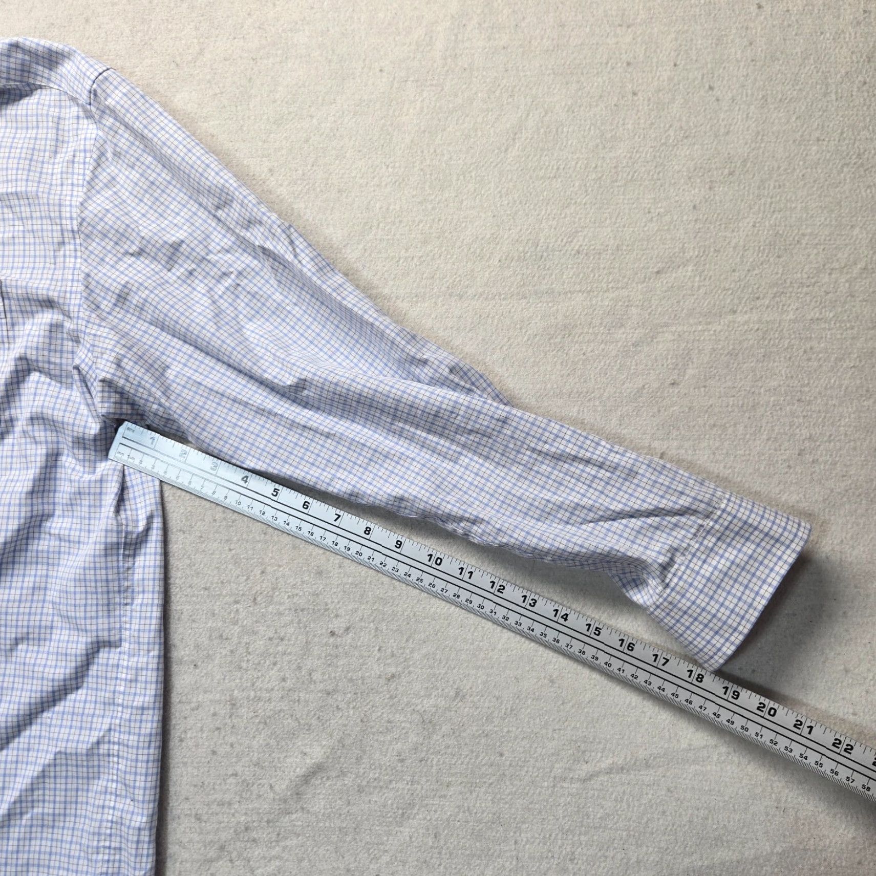 Jos. A. Bank Jos A Bank Traveler Shirt White Blue Check Plaid Button Up Dress Adult Men 16 35 Shirt Men 16 Blue Plaid Button-Up DIY Size 42R - 5 Thumbnail