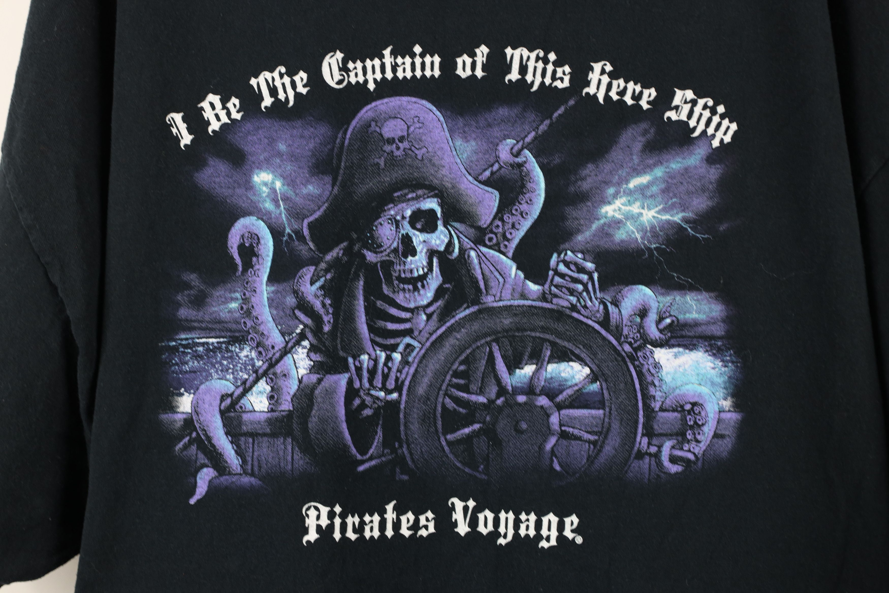 Vintage Vintage Y2K Streetwear Skeleton Pirate Ship T-Shirt Black Size US XXL / EU 58 / 5 - 4 Thumbnail