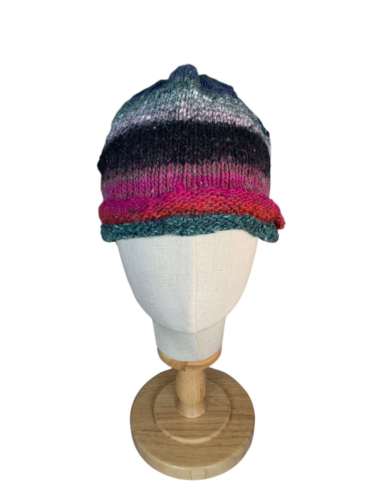 Japanese Brand Hippies style Rare Multicolour Knitted Beanie Hats Size ONE SIZE - 3 Thumbnail