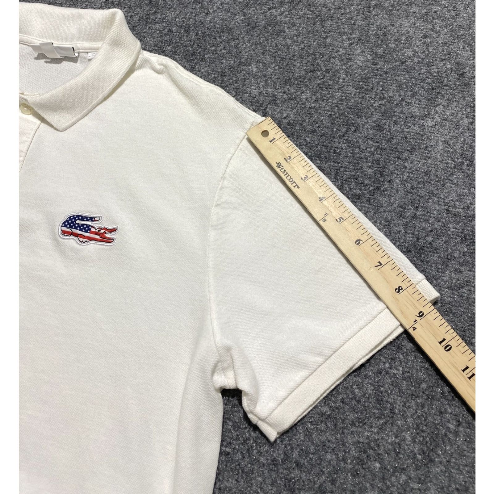 Lacoste Lacoste Polo Shirt Mens 4XL White Slim Fit American Flag Croc Embroidered Logo Shirt Size US XXL / EU 58 / 5 - 8 Thumbnail