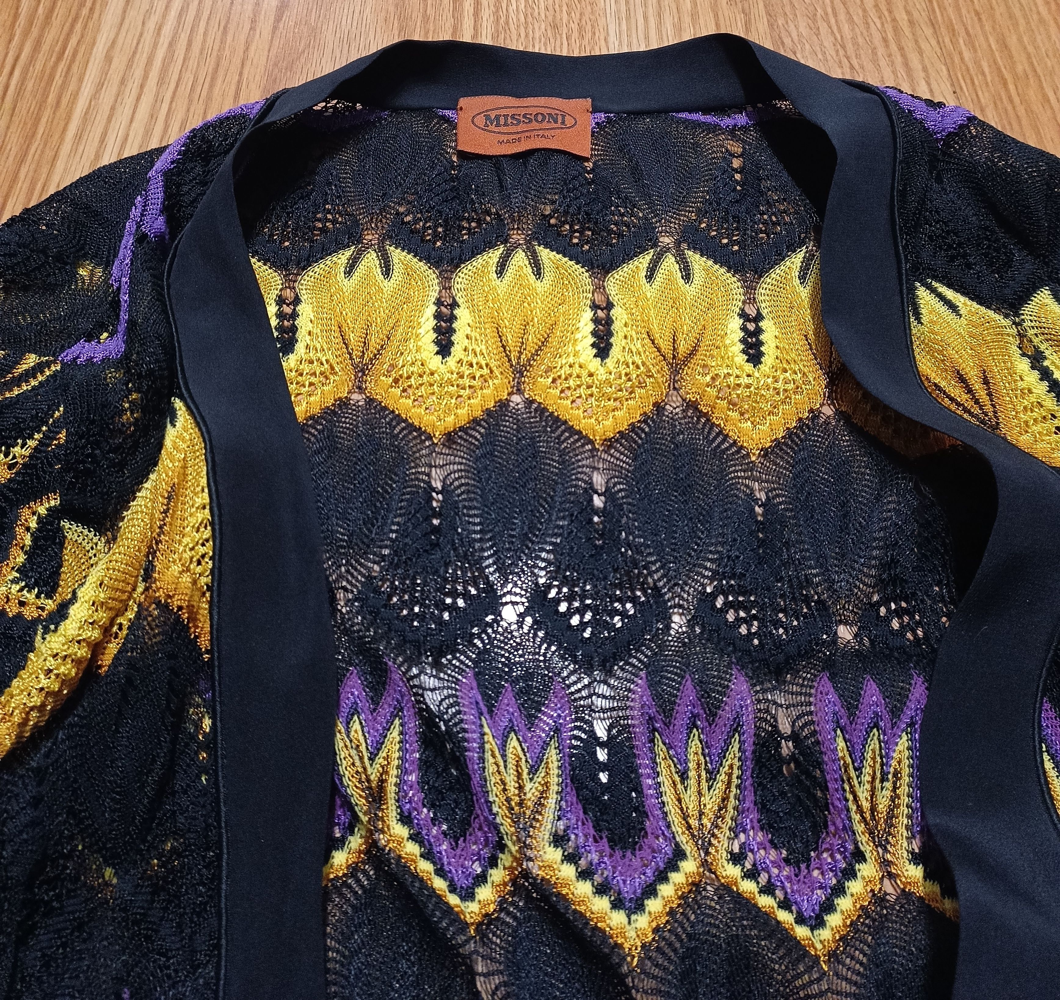 Missoni MISSONI Zig Zag Print Long Open Cardigan Jacket EU48 Size XL / US 12-14 / IT 48-50 - 7 Thumbnail