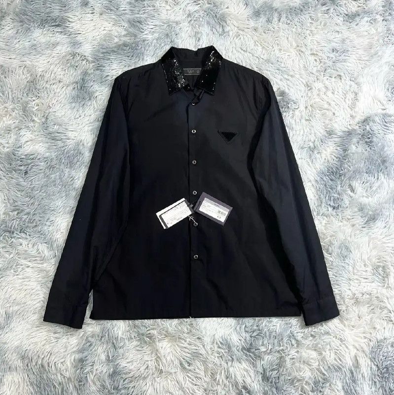 Prada Prada Black Long Sleeve Men's Shirt Size US M / EU 48-50 / 2 - 1 Thumbnail