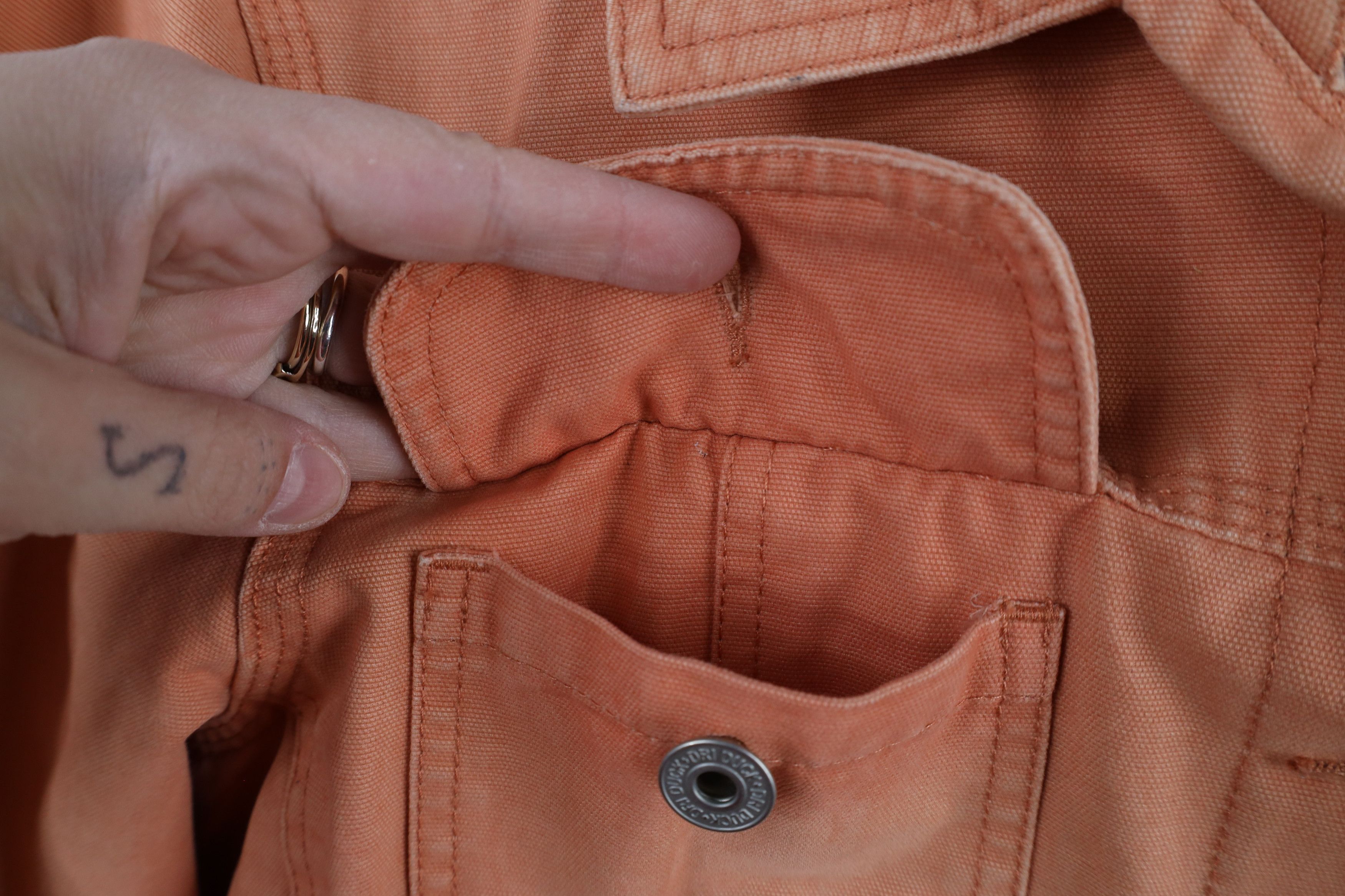 Vintage Vintage Y2K Streetwear Canvas Trucker Jacket Coral Pink Size L / US 10 / IT 46 - 12 Thumbnail