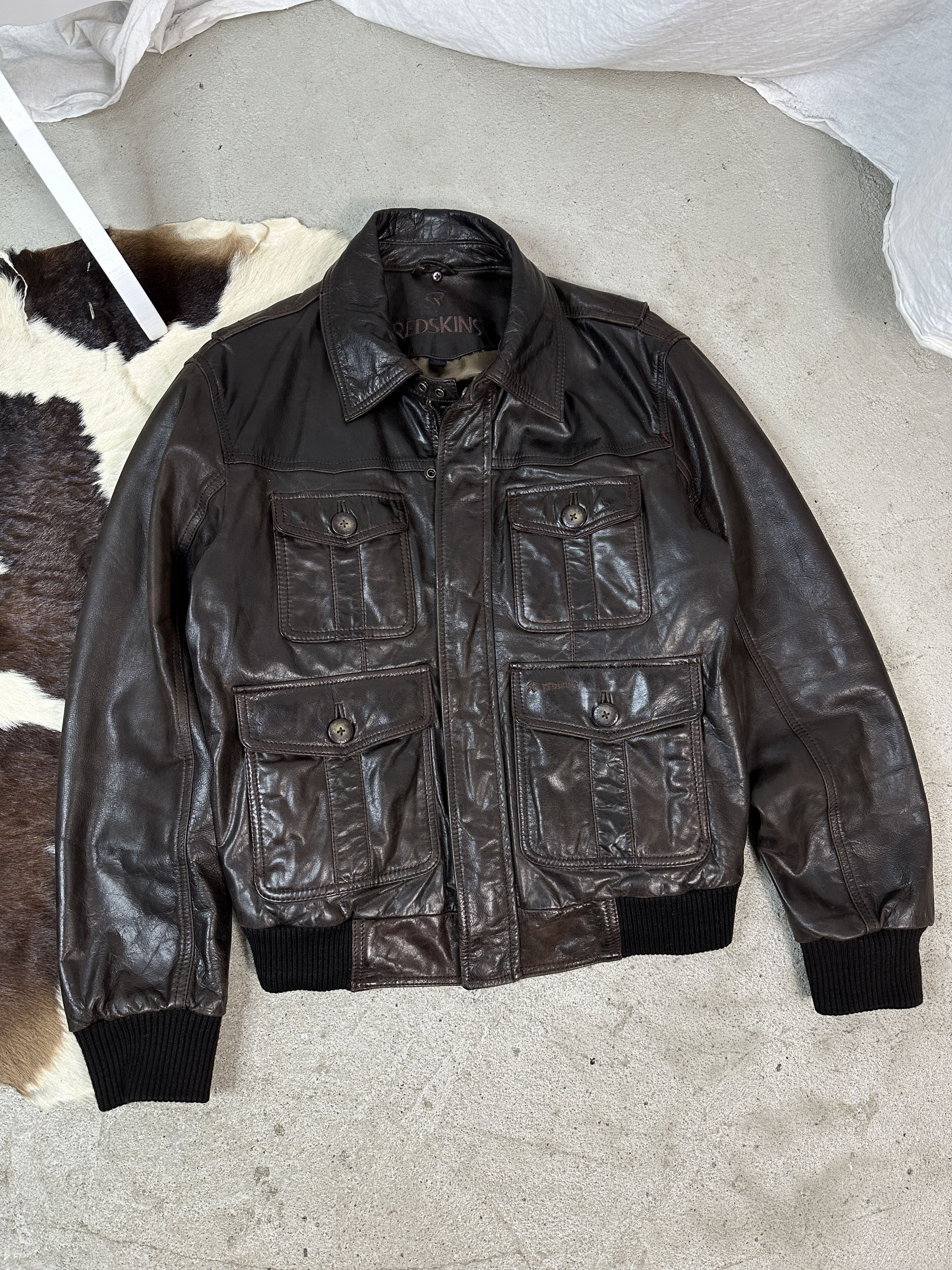 NFL × Vintage Vintage Redskins Bomber Leather Jacket Size US XL / EU 56 / 4 - 1 Thumbnail