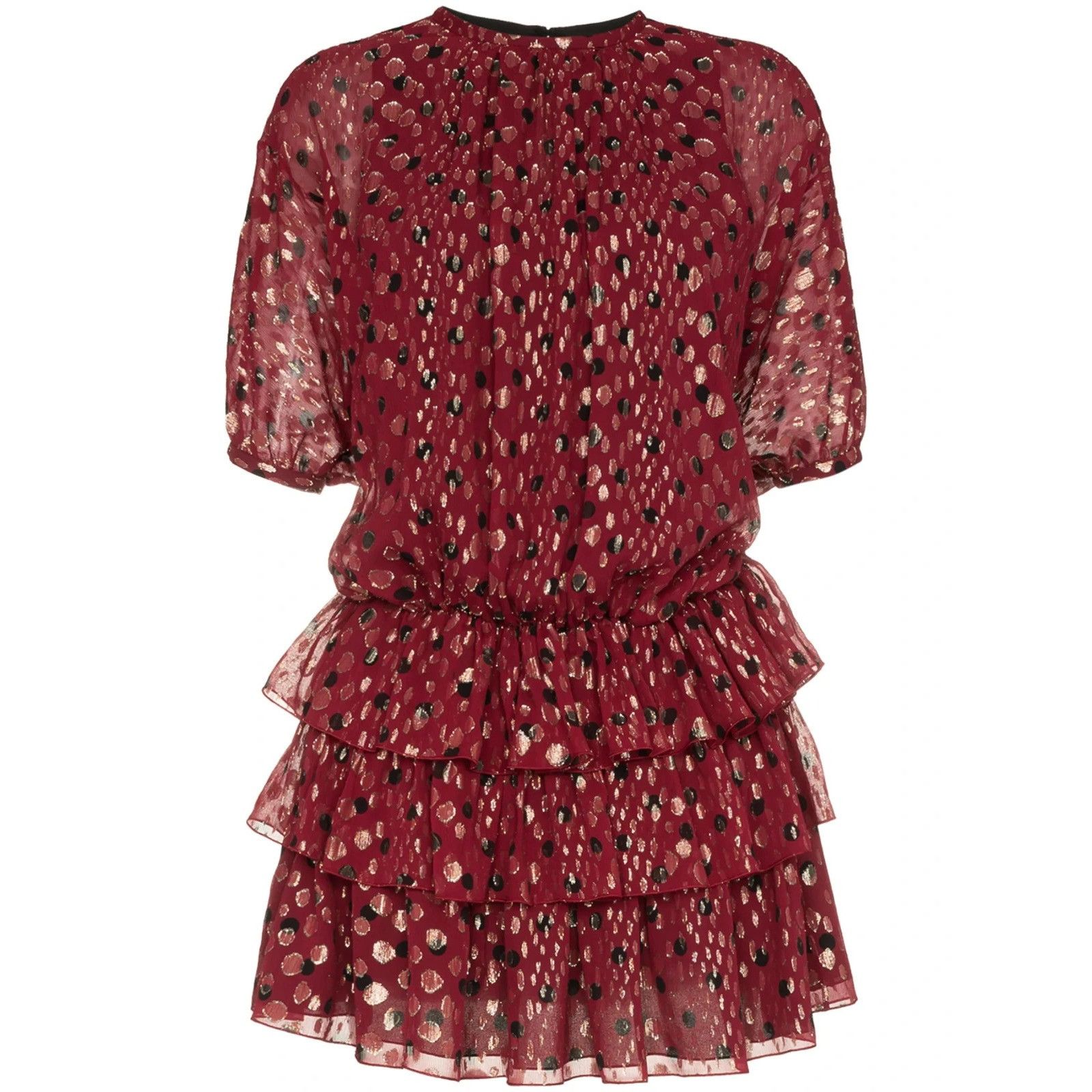 Saint Laurent Paris Saint Laurent Recent Polka Dot Women's Purple Red Silk Tiere Size M / US 6-8 / IT 42-44 - 2 Thumbnail