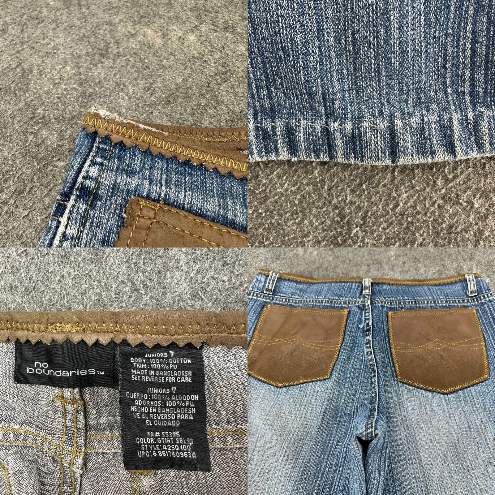 Vintage VINTAGE No Boundaries Jeans Juniors 7 Blue Flare Low Rise Faux Leather 2000s Y2K Jeans Boots Size 28" / US 6 / IT 42 - 8 Thumbnail