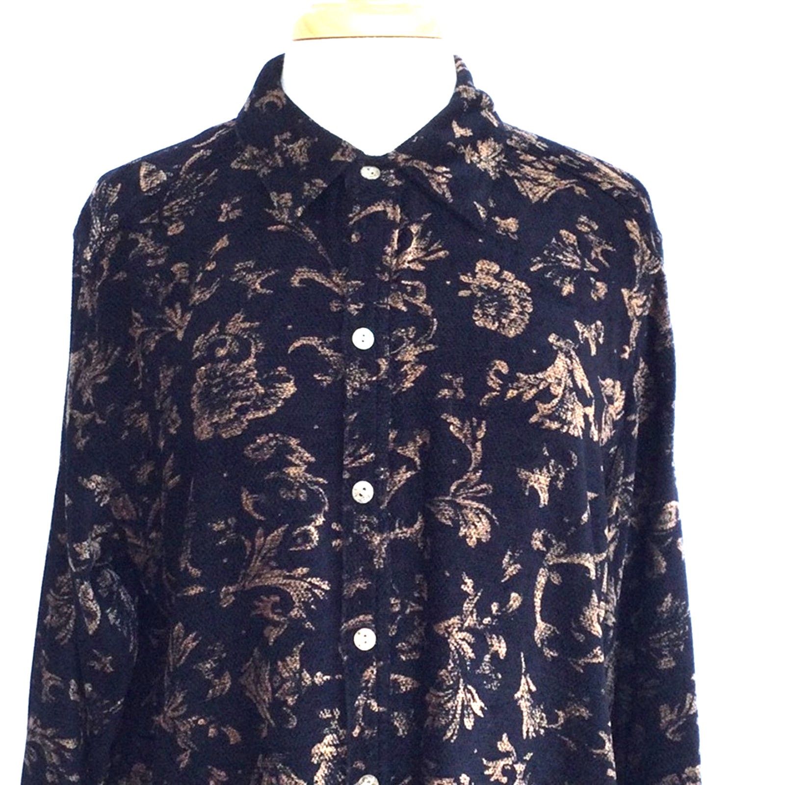 Chicos Chico's Design Black & Gold Vintage Shirt Size 3/XL/16 Size XL / US 12-14 / IT 48-50 - 2 Thumbnail