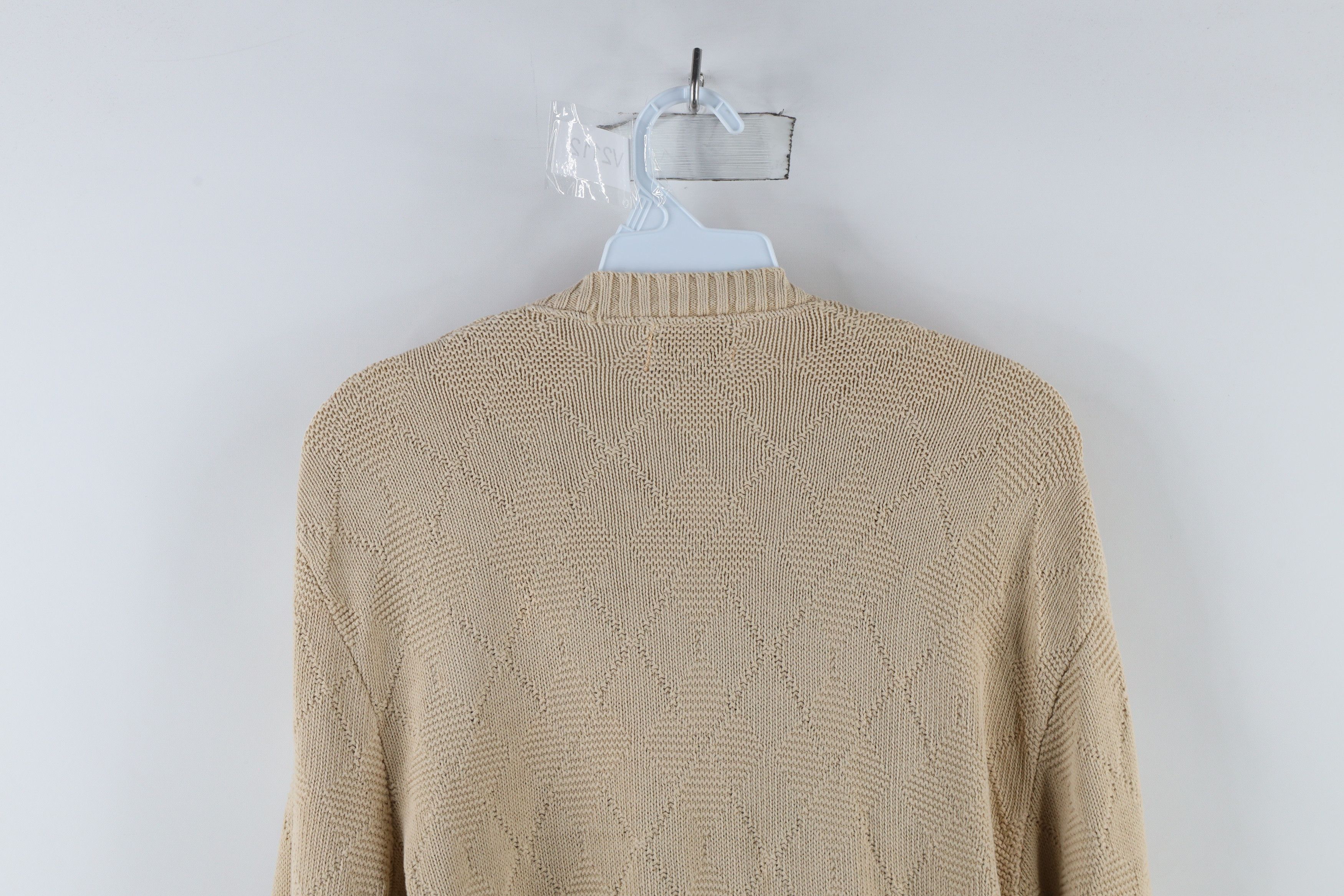 Vintage Vintage 90s Streetwear Diamond Knit V-Neck Sweater Beige Size L / US 10 / IT 46 - 10 Thumbnail