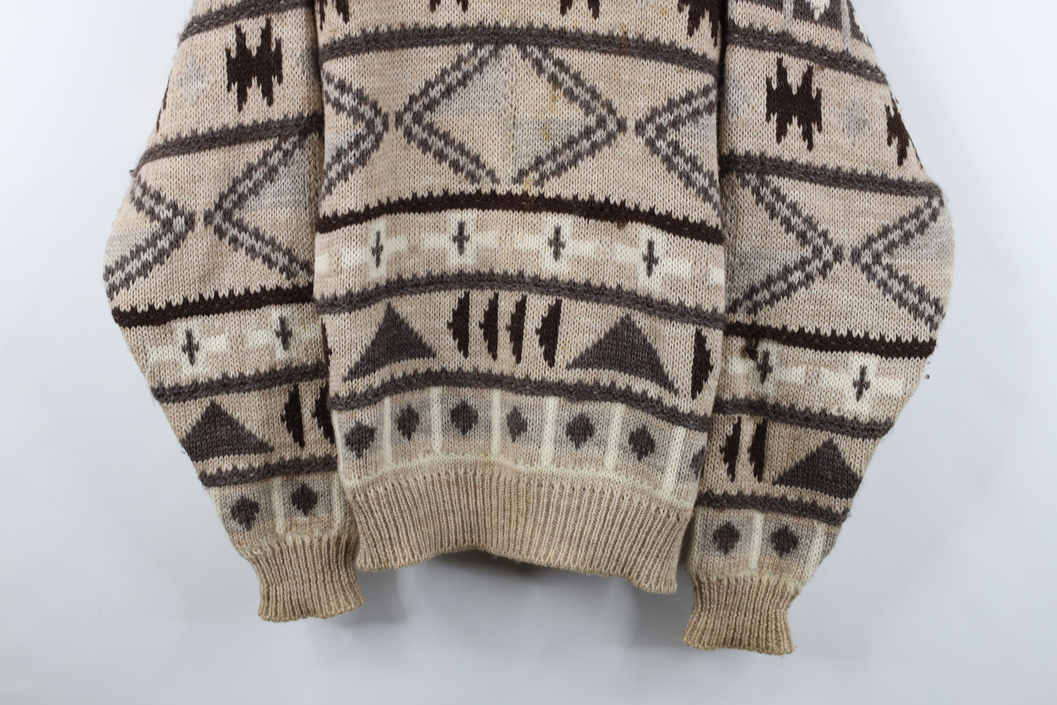 Vintage Vintage 90s Streetwear Wool Fair Isle Fisherman Sweater Size US L / EU 52-54 / 3 - 3 Thumbnail